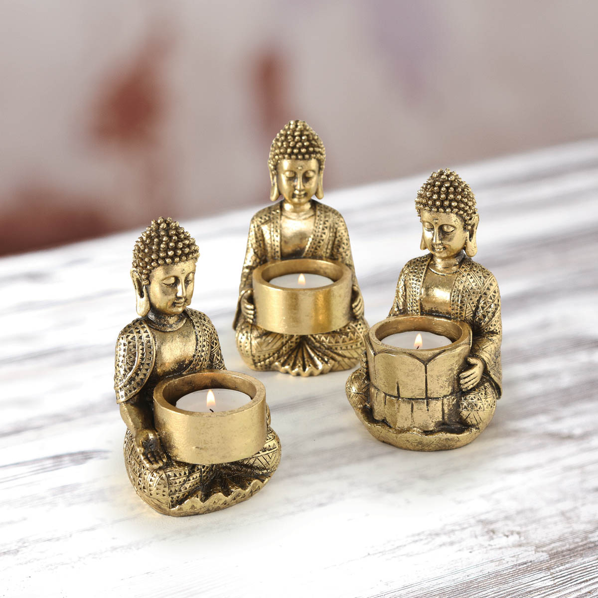 E-shop Boltze Svícen Buddha zlatý, 14 cm