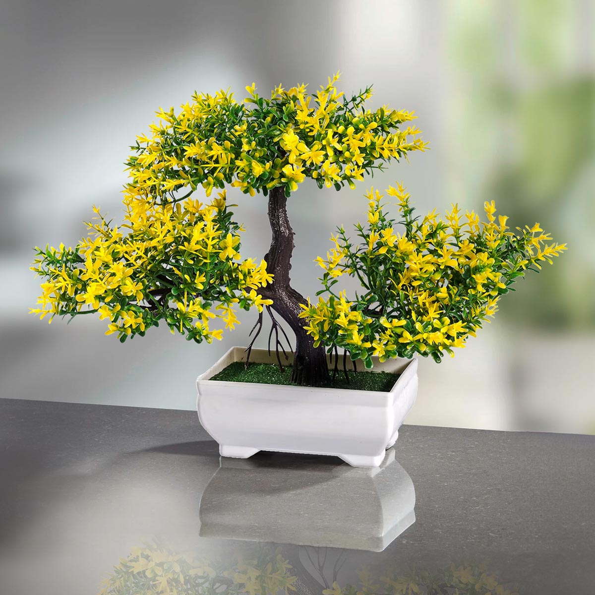 Die moderne Hausfrau Umělá kvetoucí bonsaj, žlutá