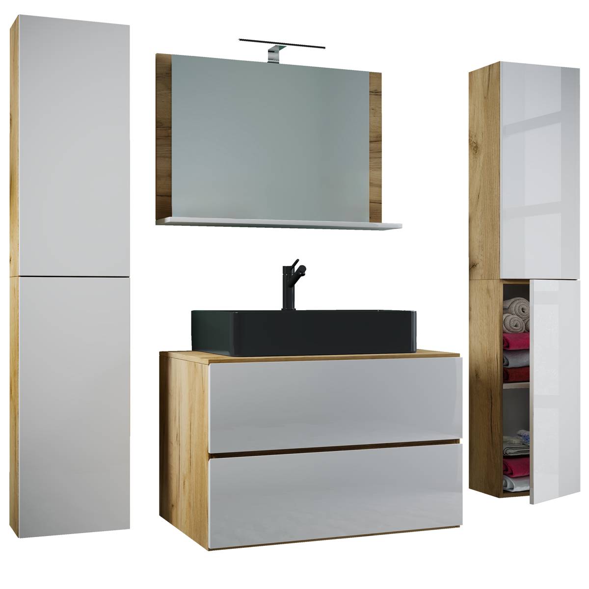 VCM Koupelnová sestava Lendas BL XL 80 cm, medový dub / bílá
