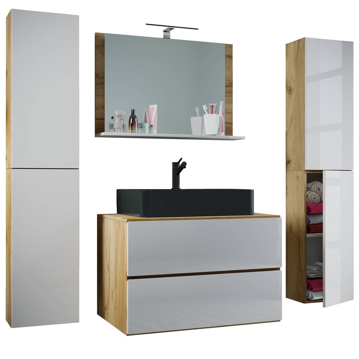 VCM Koupelnová sestava Lendas BL XL 80 cm, medový dub / bílá