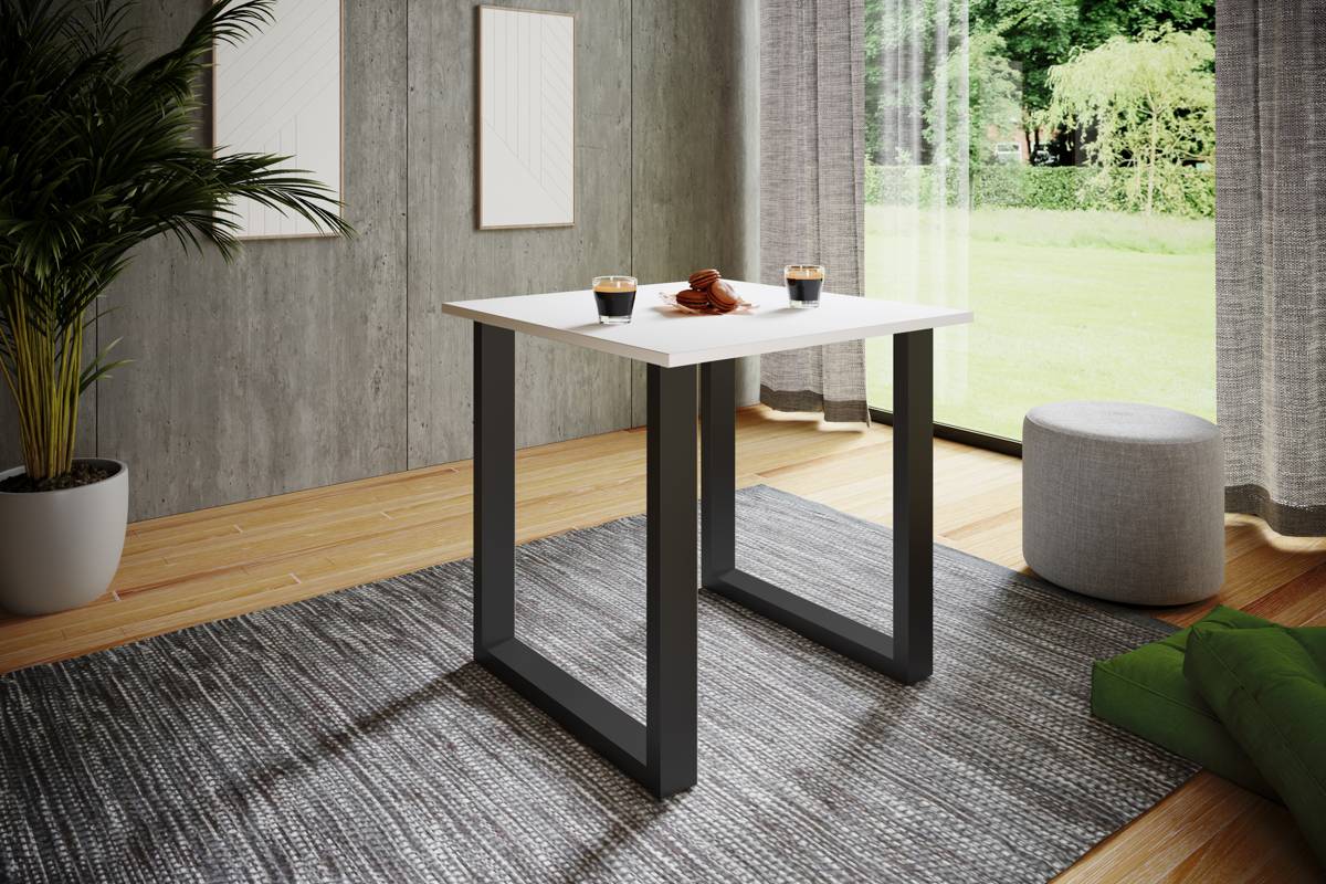 VCM Jídelní stůl Xona 80x80 U-nohy, bílý