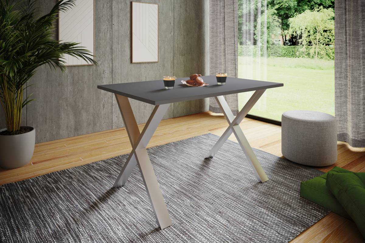 VCM Jídelní stůl Xona 140x80 X-nohy, antracit