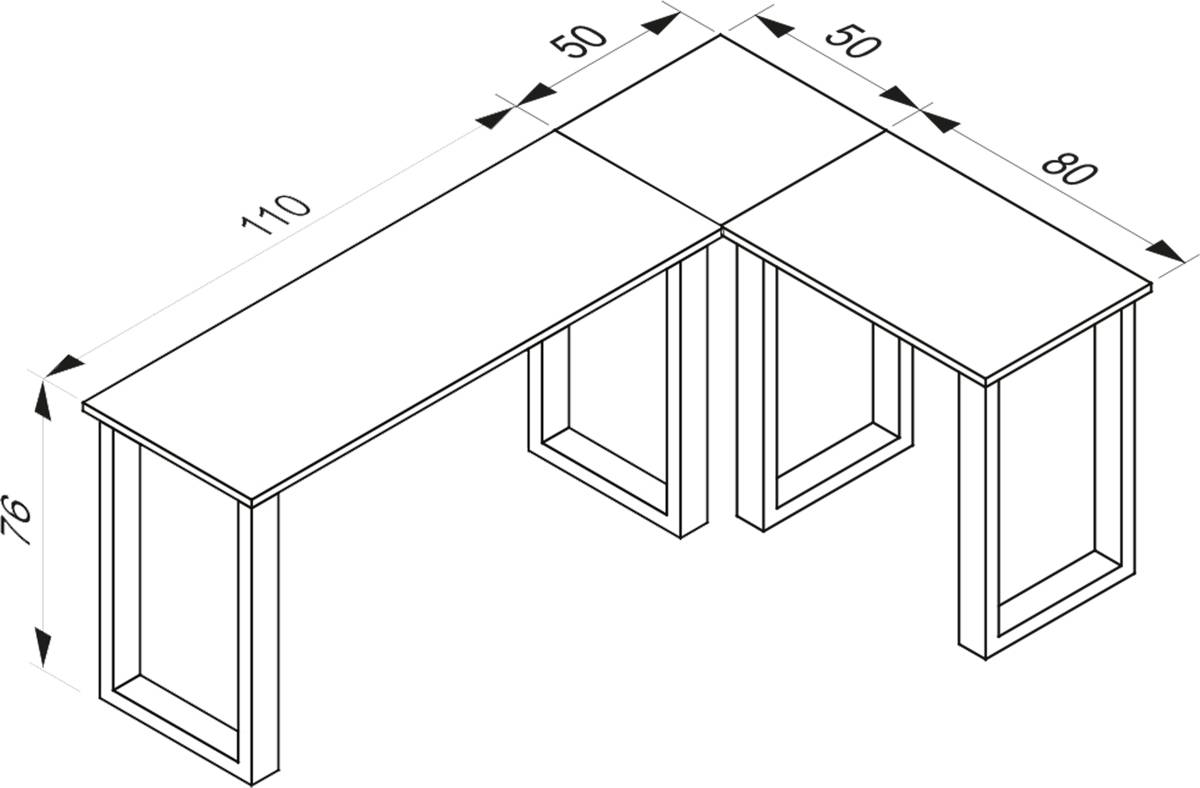 VCM Rohový stůl Lona 160x130x50 U-nohy, antracit