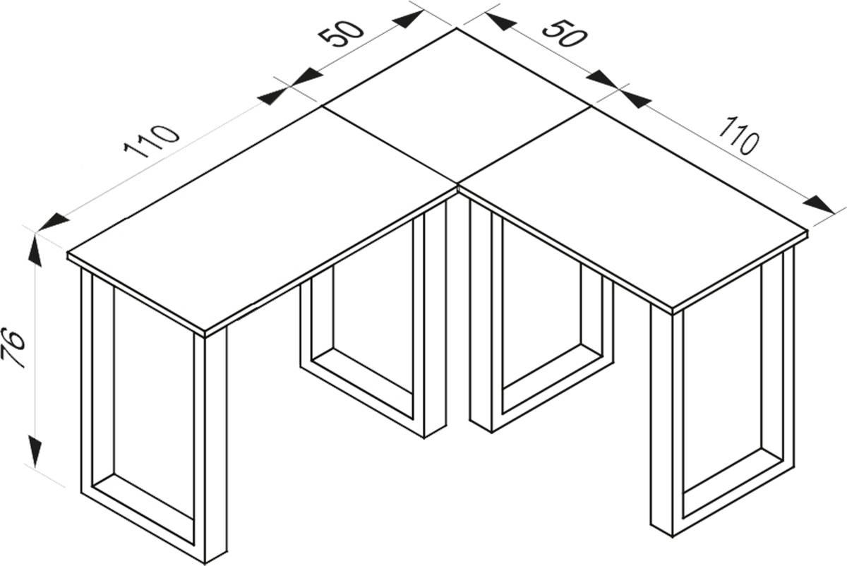 VCM Rohový stůl Lona 160x160x50 U-nohy, antracit