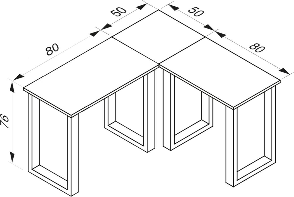 VCM Rohový stůl Lona 130x130x50 U-nohy, antracit