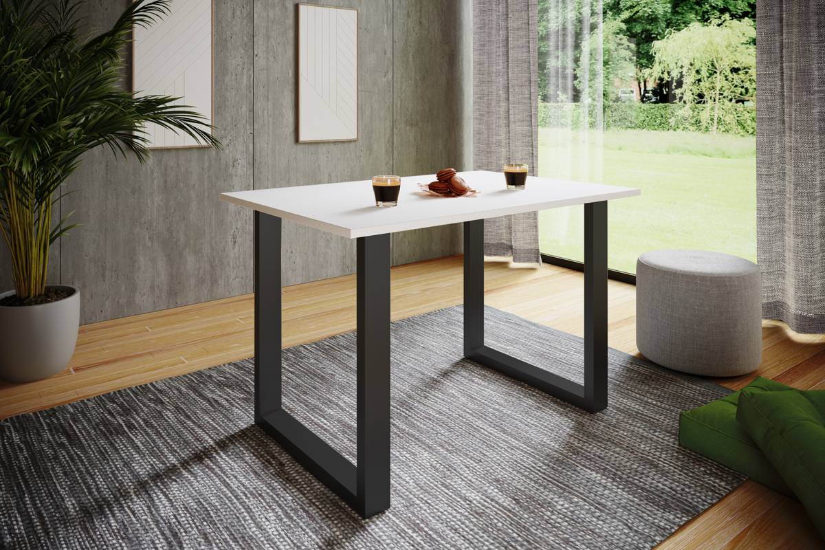 VCM Jídelní stůl Xona 110x80 U-nohy, bílý