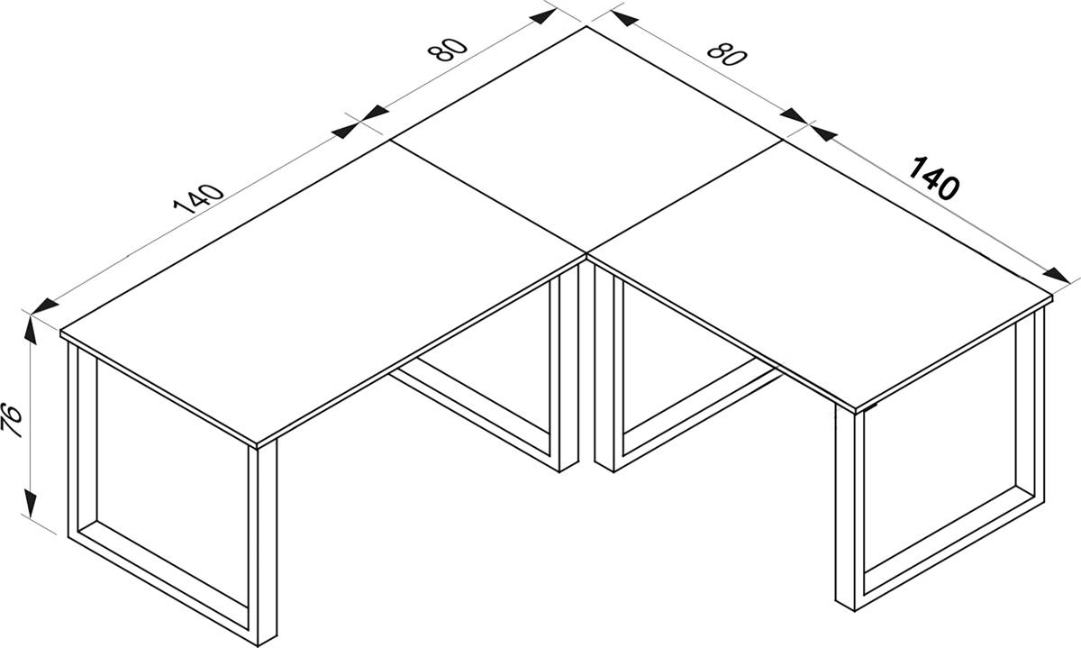 VCM Rohový stůl Lona 220x220x80 U-nohy, bílý