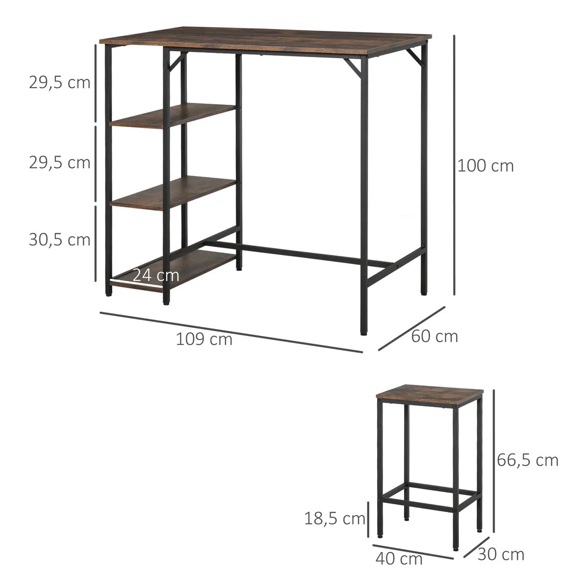 HOMCOM Barový set - stolek a stoličky