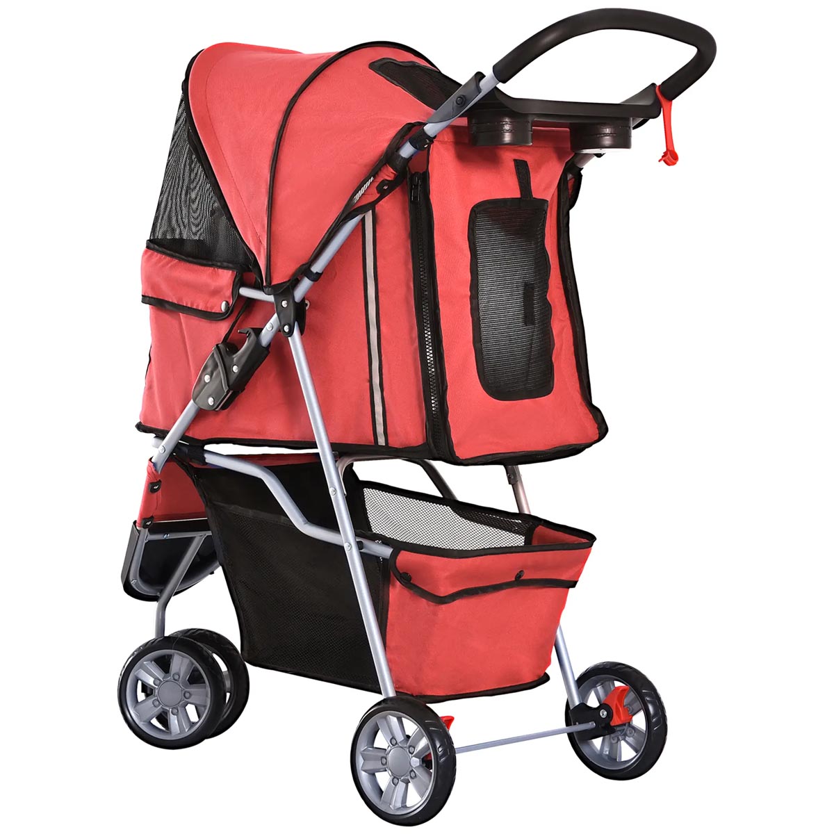 Tříkolový kočárek pro psy PawHut do 10 kg a 35 cm, červený