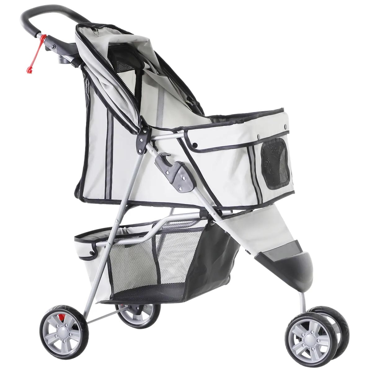 Tříkolový kočárek pro psy PawHut do 10 kg a 35 cm, šedý