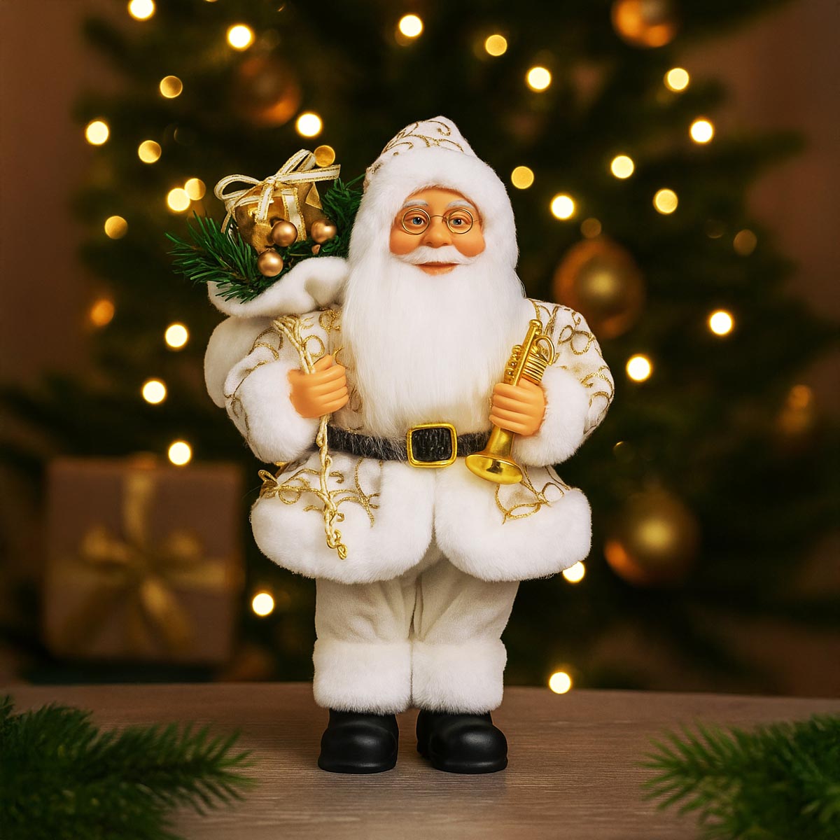 PM Euro Trading Santa Claus v bílém, 25 cm
