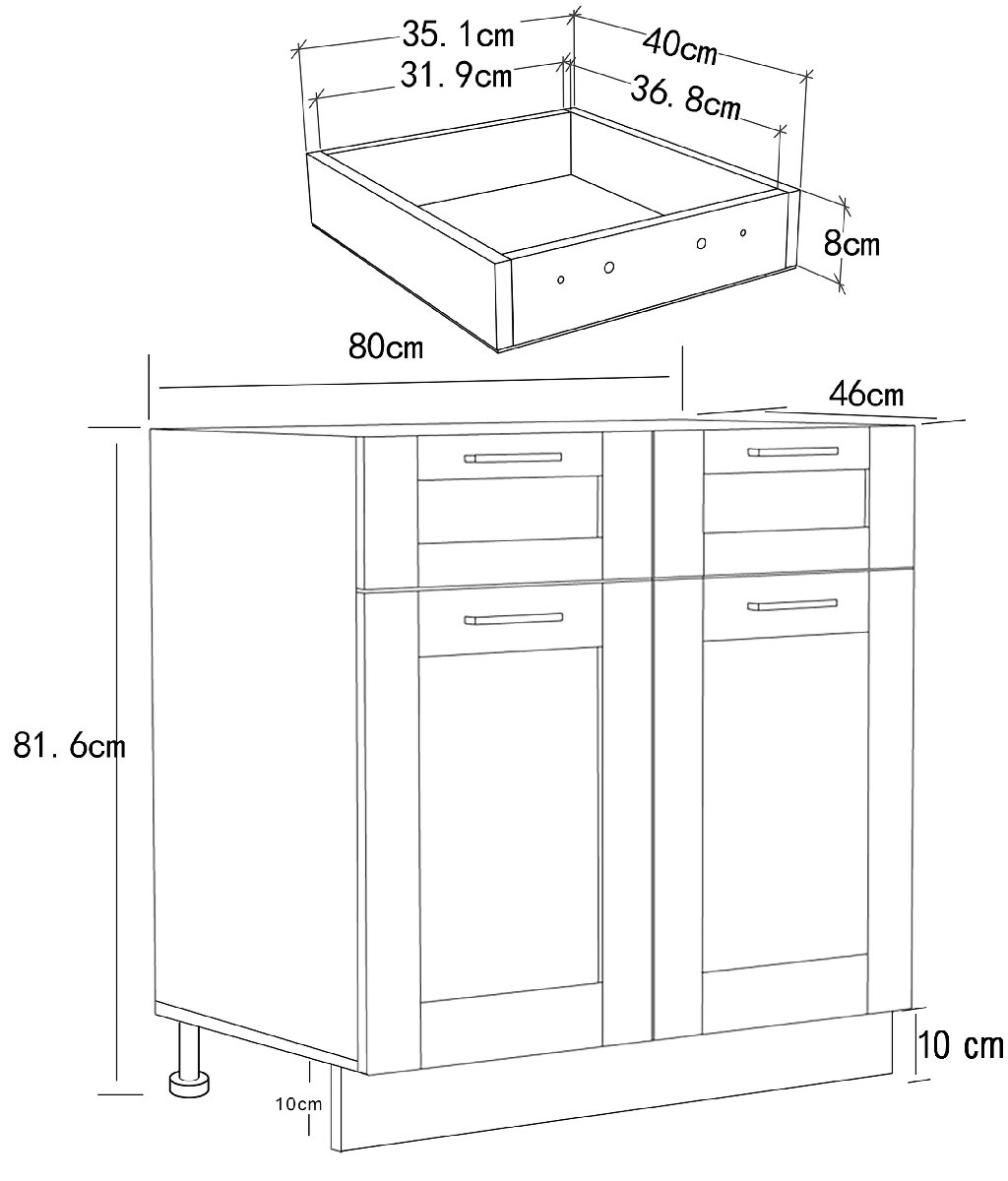 VCM Spodní skříňka se zásuvkou 80 cm „Colura“, bílá