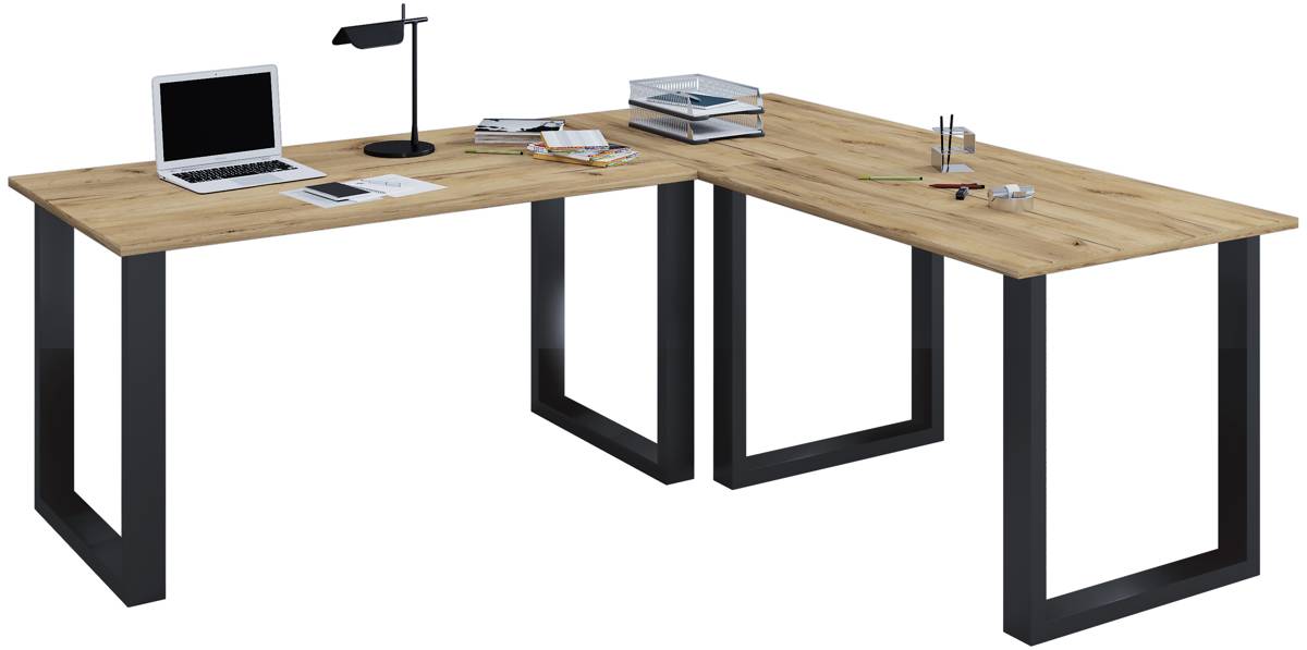 VCM Rohový stůl Lona 160x160x80 U-nohy, dub medový