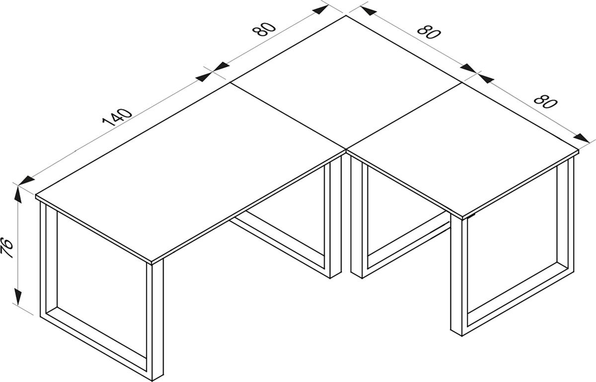 VCM Rohový stůl Lona 220x160x80 U-nohy, dub medový