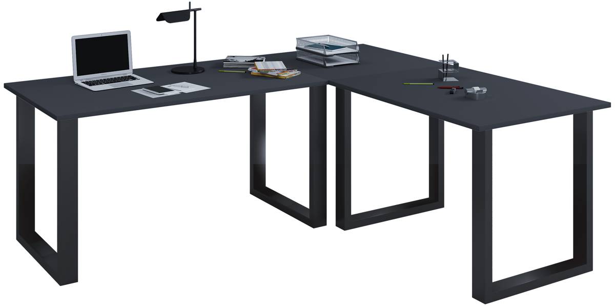 VCM Rohový stůl Lona 220x190x80 U-nohy, antracit