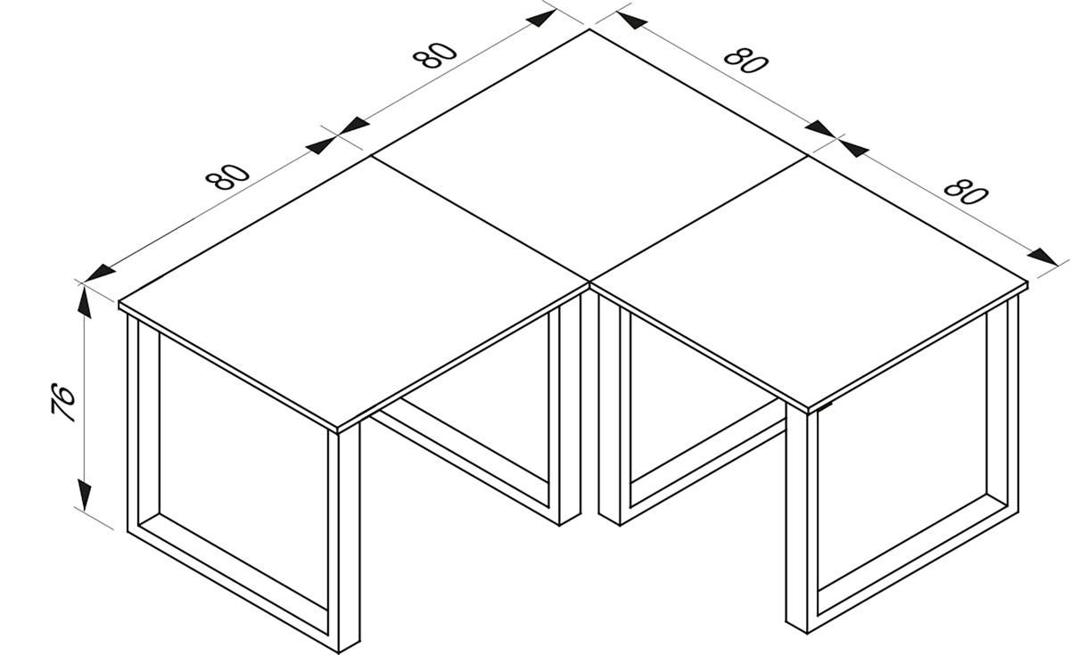 VCM Rohový stůl Lona 160x160x80 U-nohy, antracit