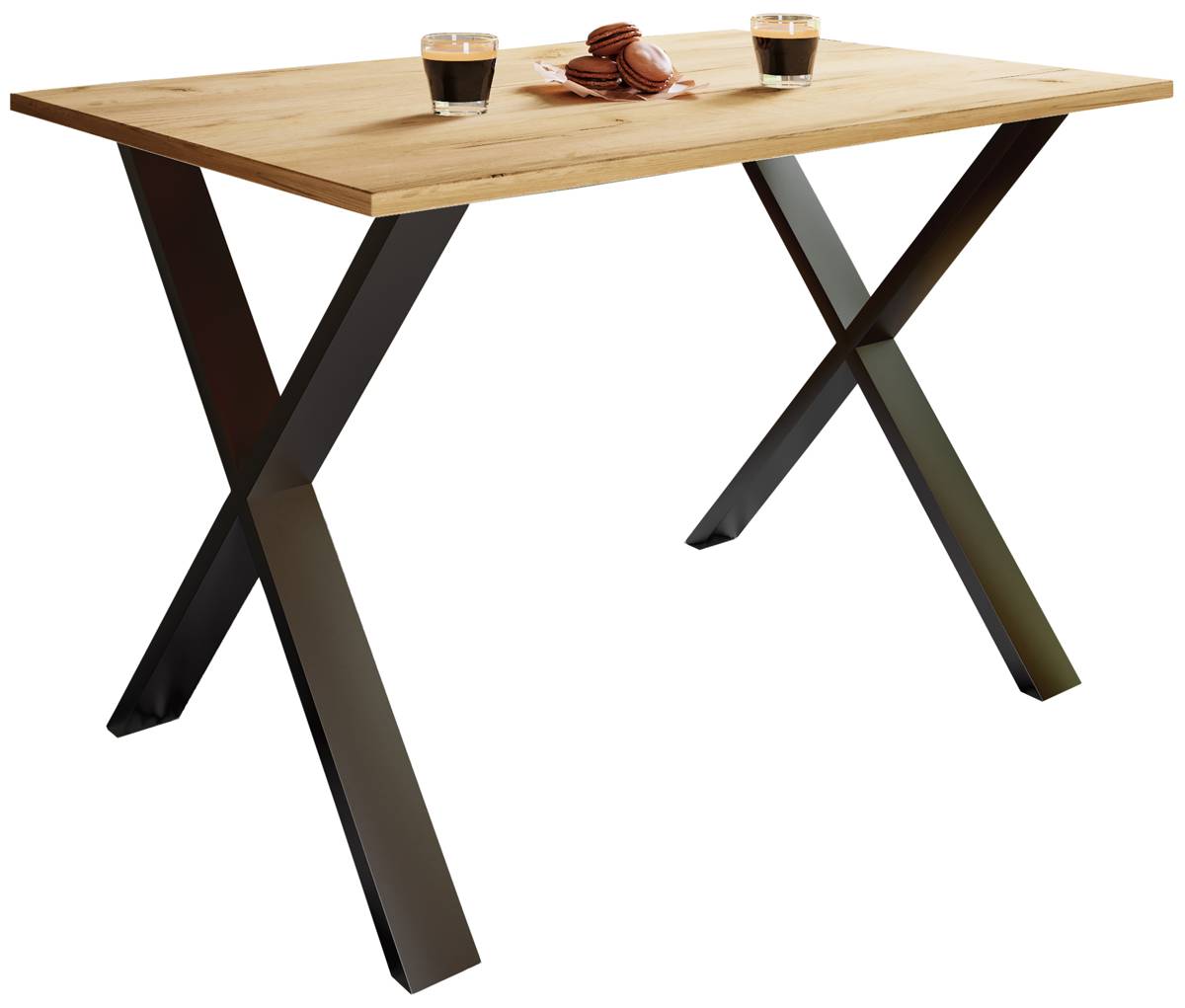 VCM Jídelní stůl Xona 110 x 50 cm, X-nohy černé, dub medový