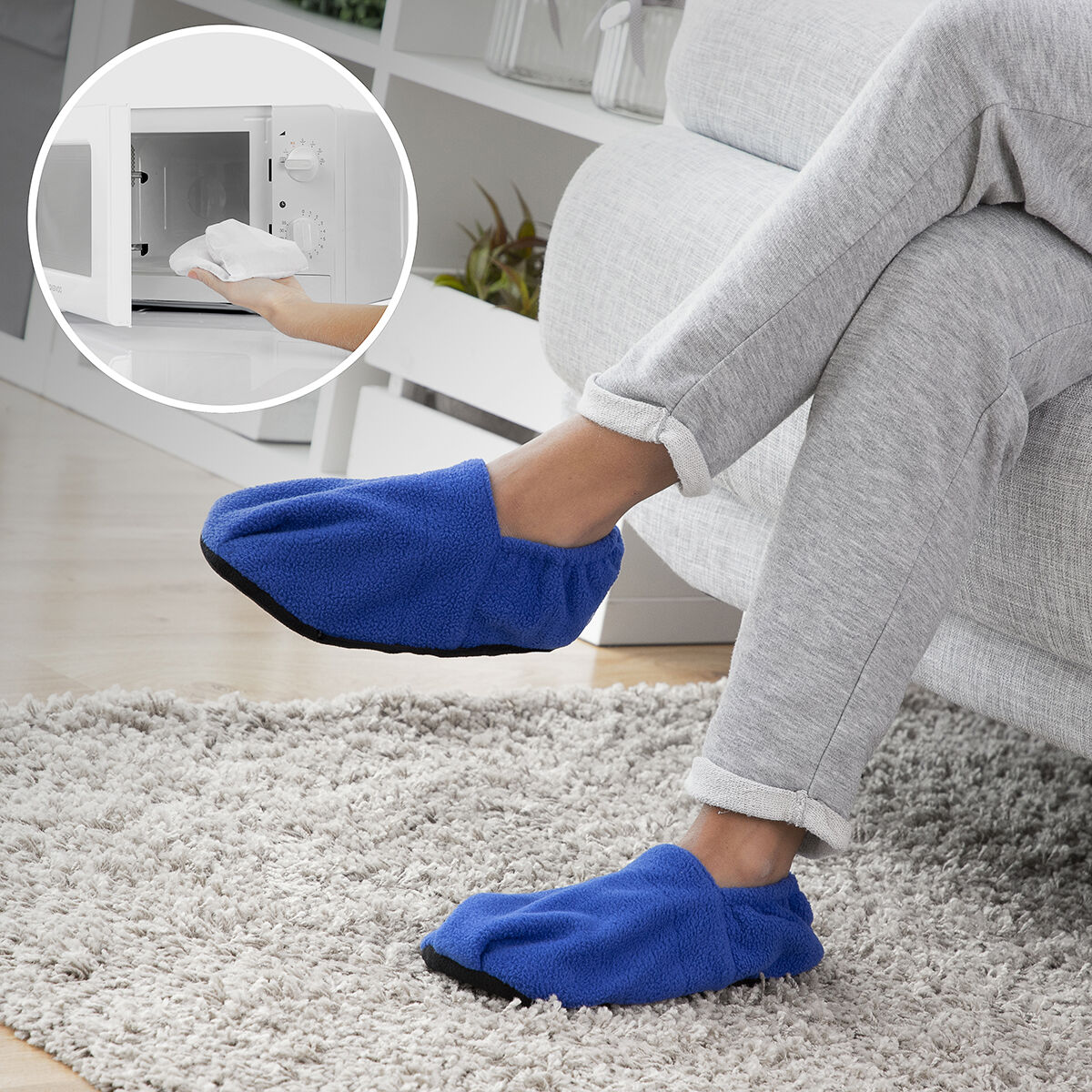 InnovaGoods Nahřívací bačkory, modré