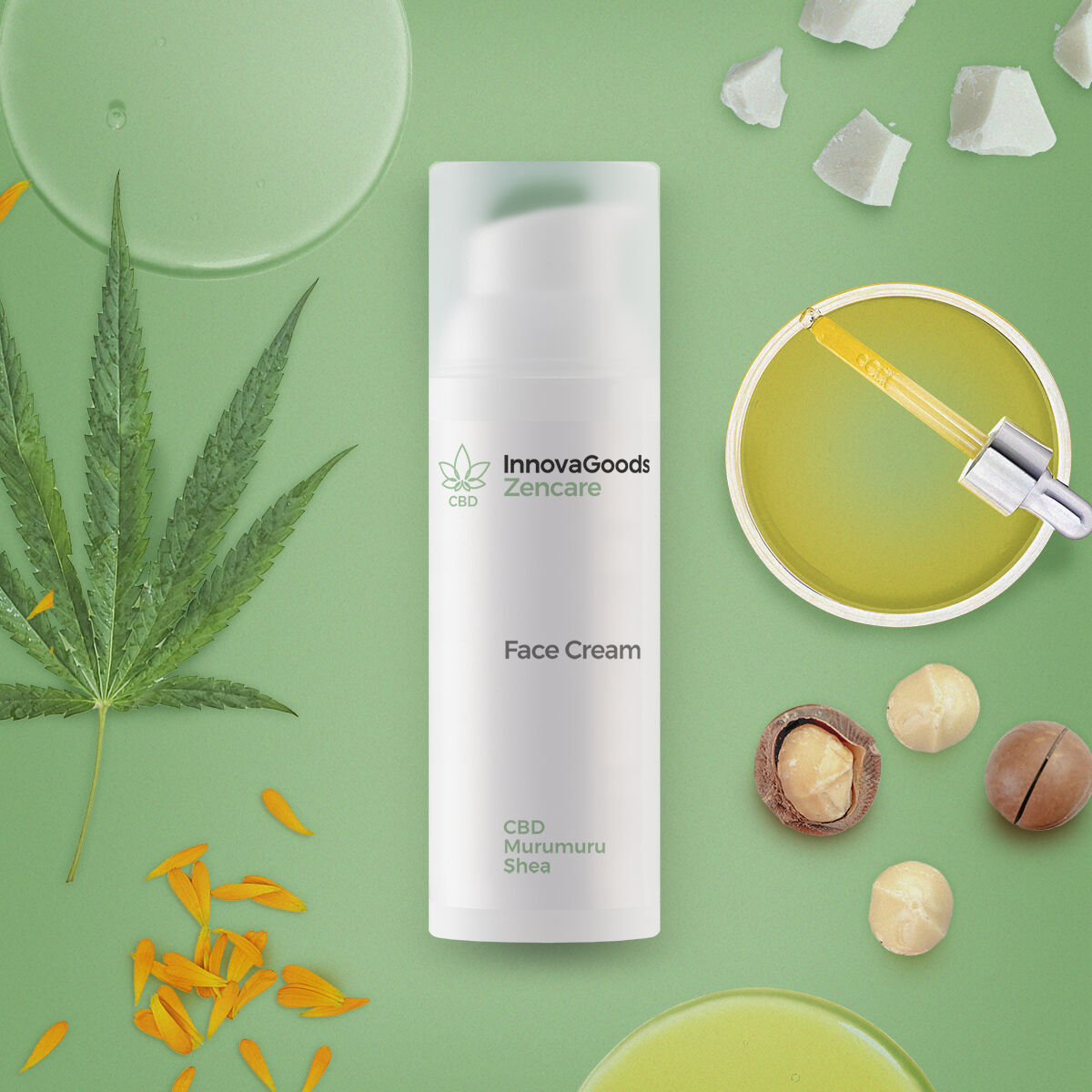 InnovaGoods Hydratační pleťový krém s CBD Zencare, 50 ml