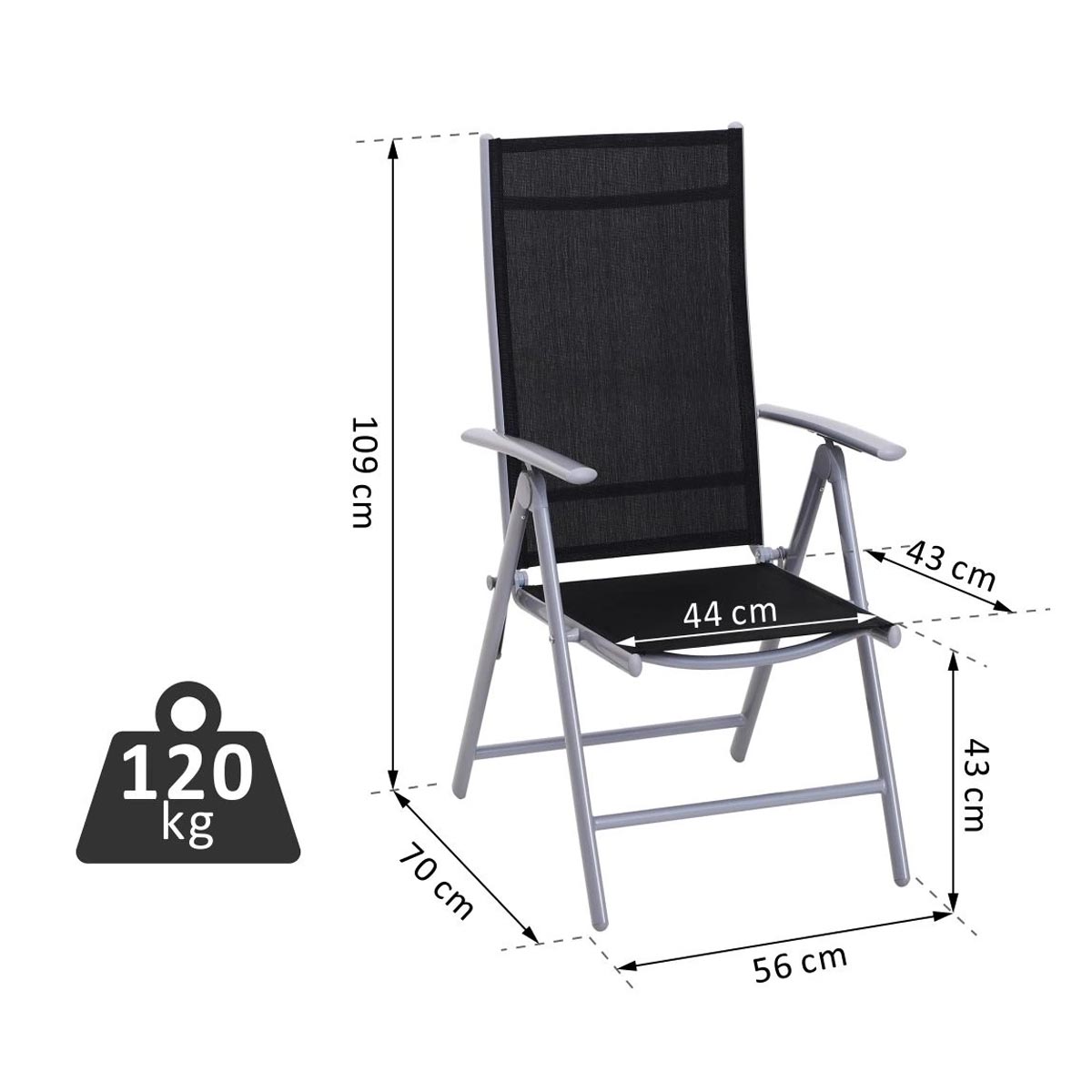 Zahradní židle polohovací Outsunny, 1 ks