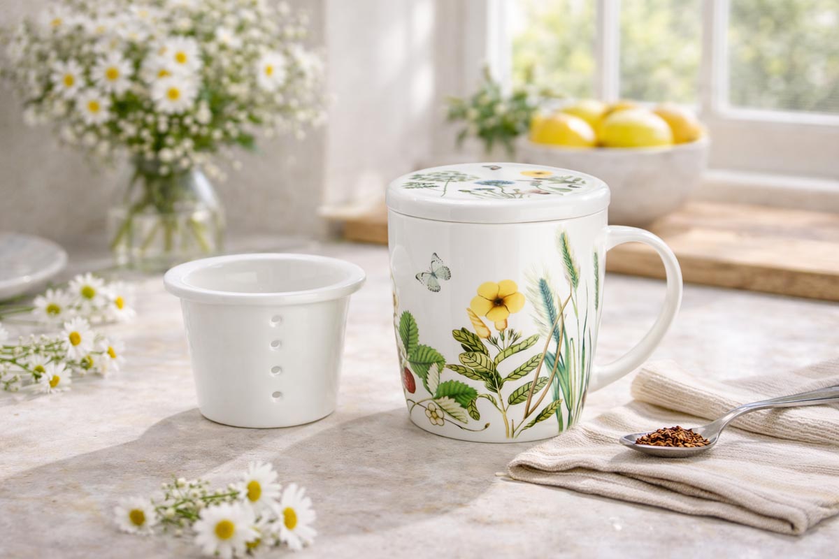 Gilde Porcelánová čajová sada Divoké květy, 300 ml