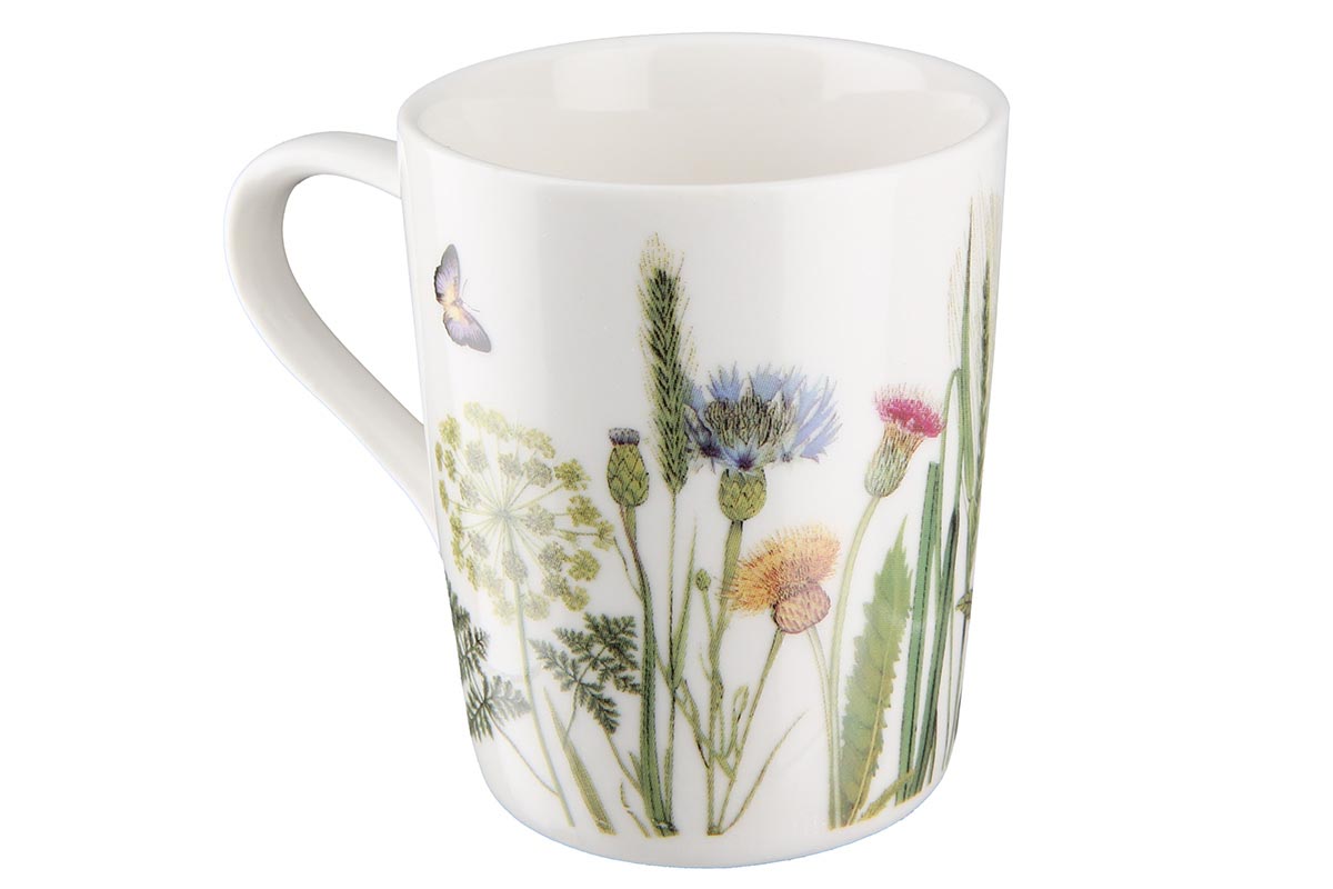 Gilde Porcelánové šálky na espresso s podšálky Divoké květy, sada 4 ks