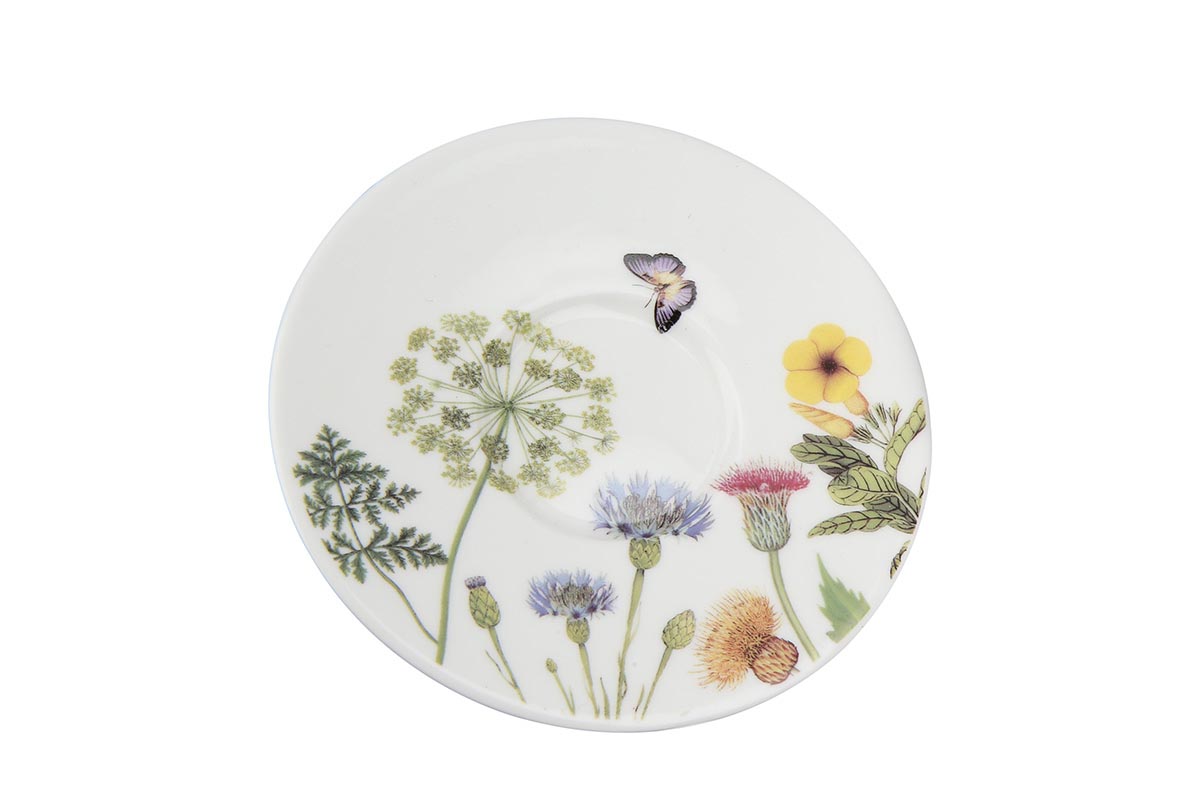 Gilde Porcelánové šálky na espresso s podšálky Divoké květy, sada 4 ks