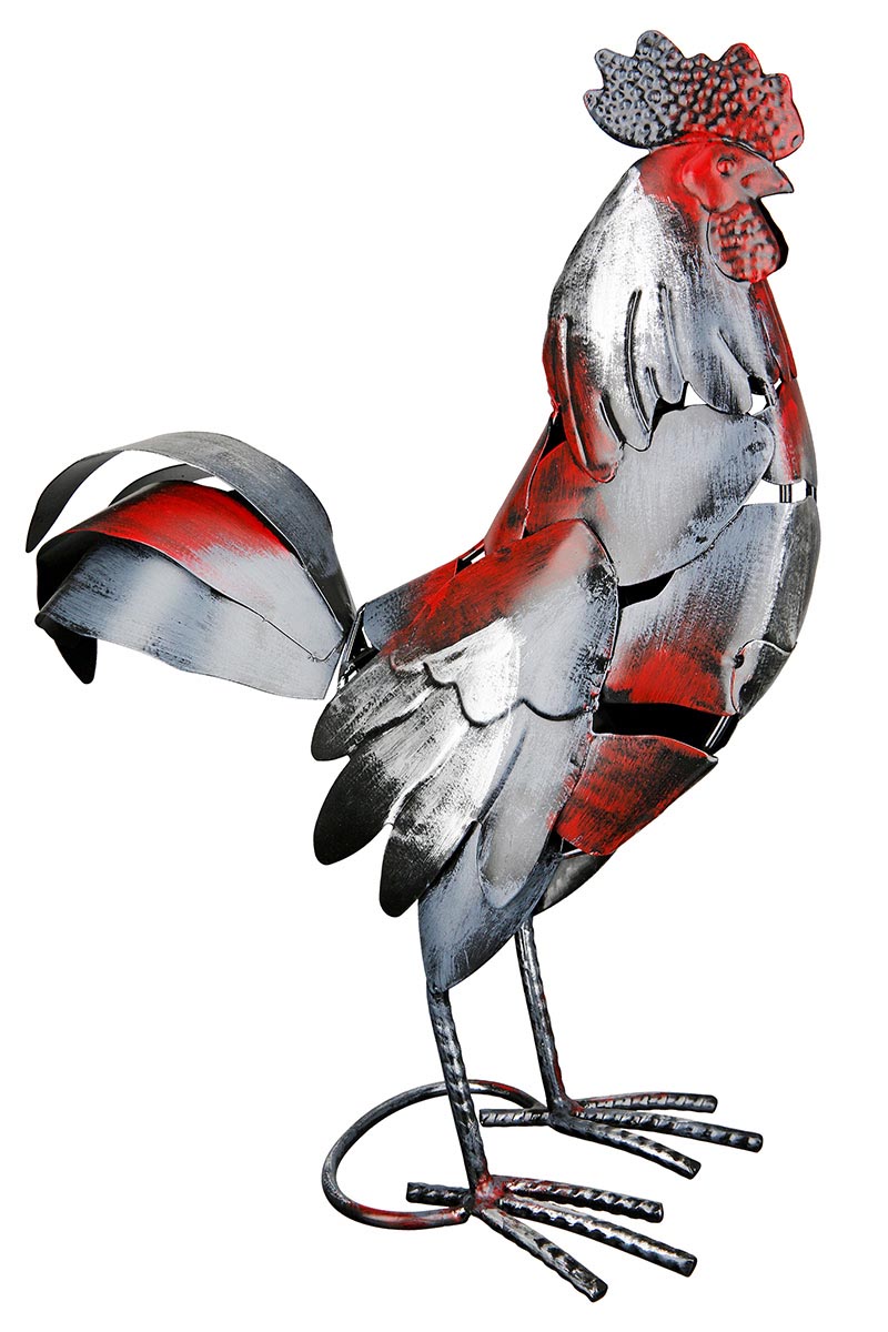 Gilde Dekorace Kohout Otto, červenostříbrný, 38,5 cm