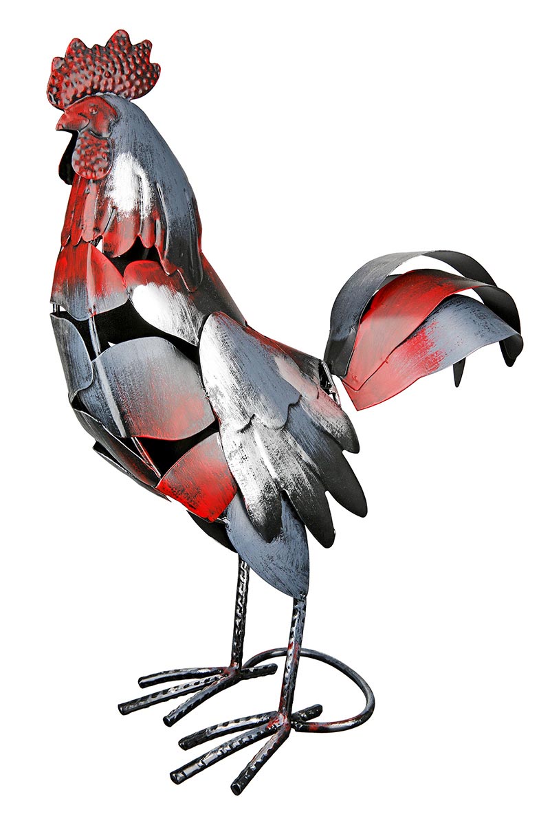 Gilde Dekorace Kohout Otto, červenostříbrný, 38,5 cm