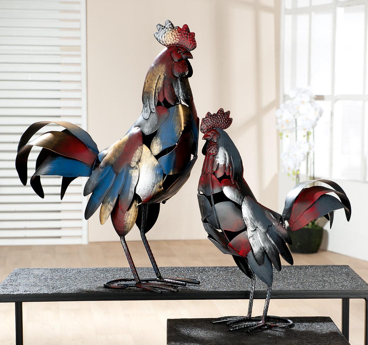 Gilde Dekorace Kohout Otto, červenomodrý, 50 cm