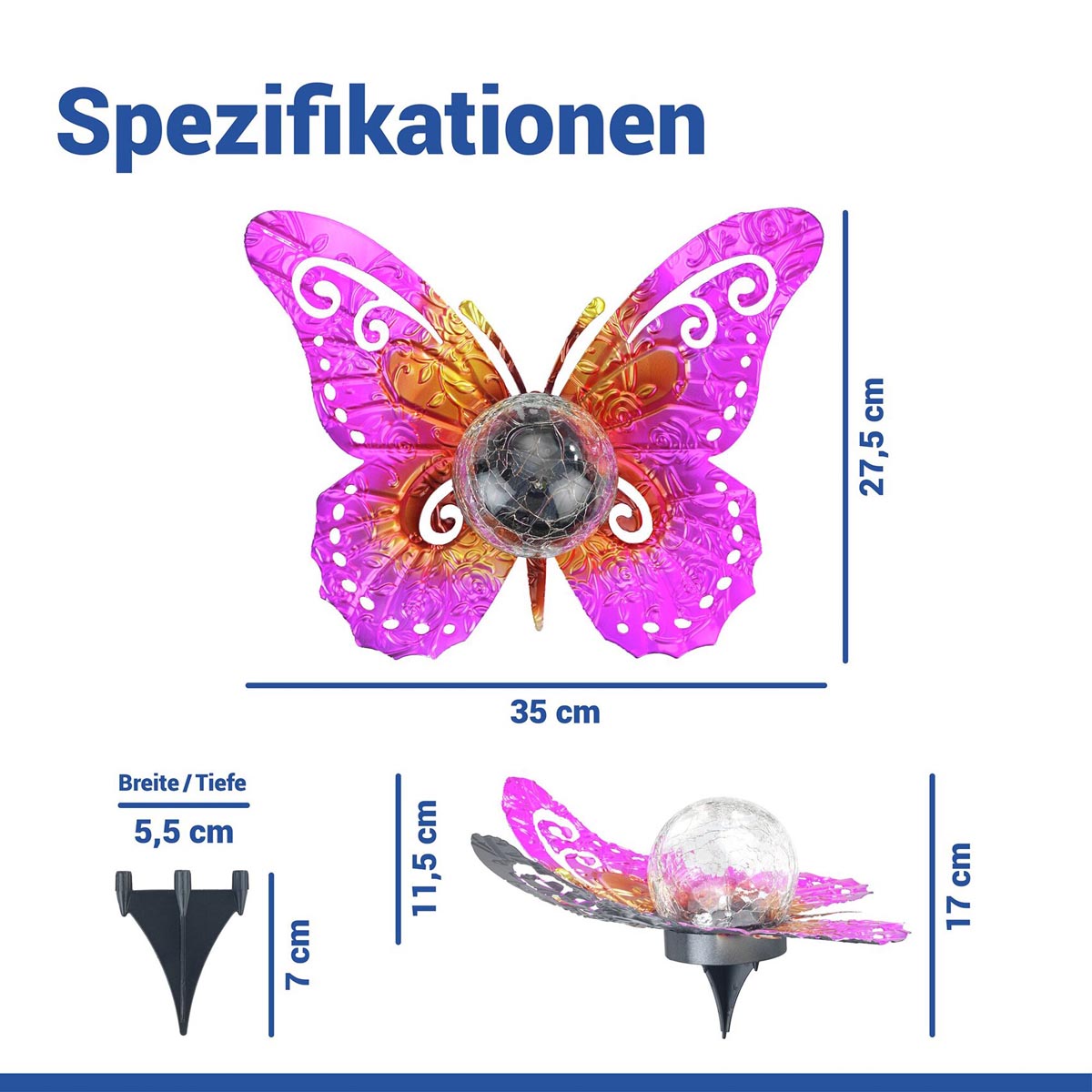 WENKO LED Solární dekorace Motýl, růžovo-zlatá barva