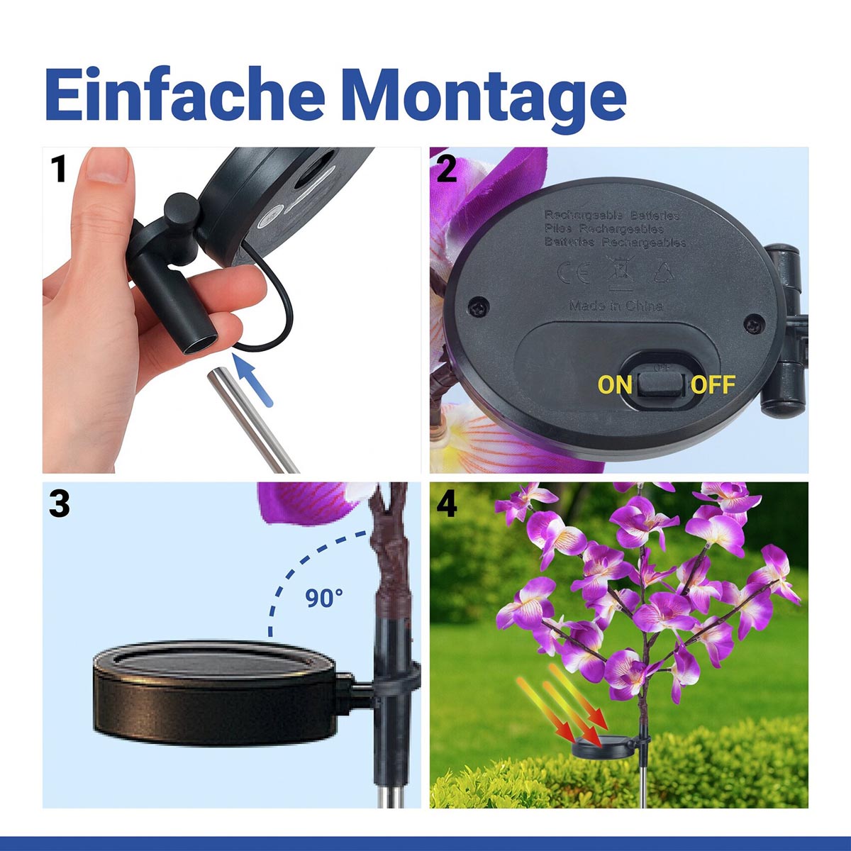 WENKO LED Solární zahradní zápich Orchidej, 2 ks