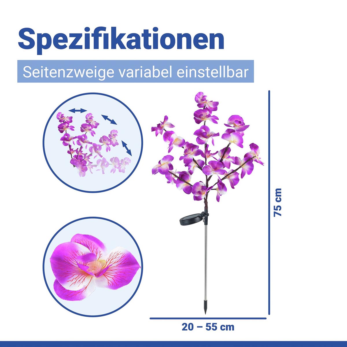 WENKO LED Solární zahradní zápich Orchidej, 2 ks