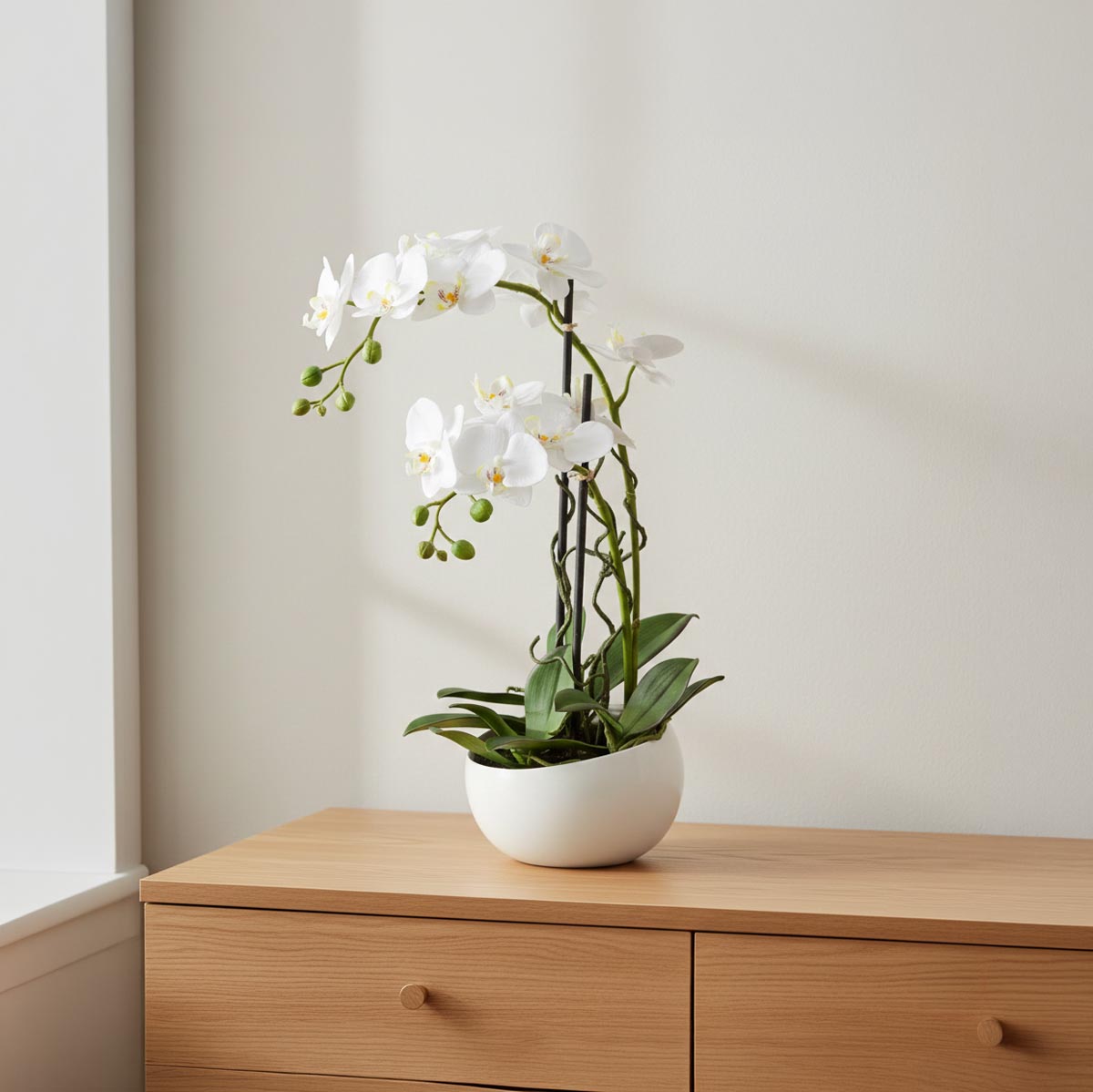 Gasper Umělá orchidej Phalaenopsis, bílá, 55 cm