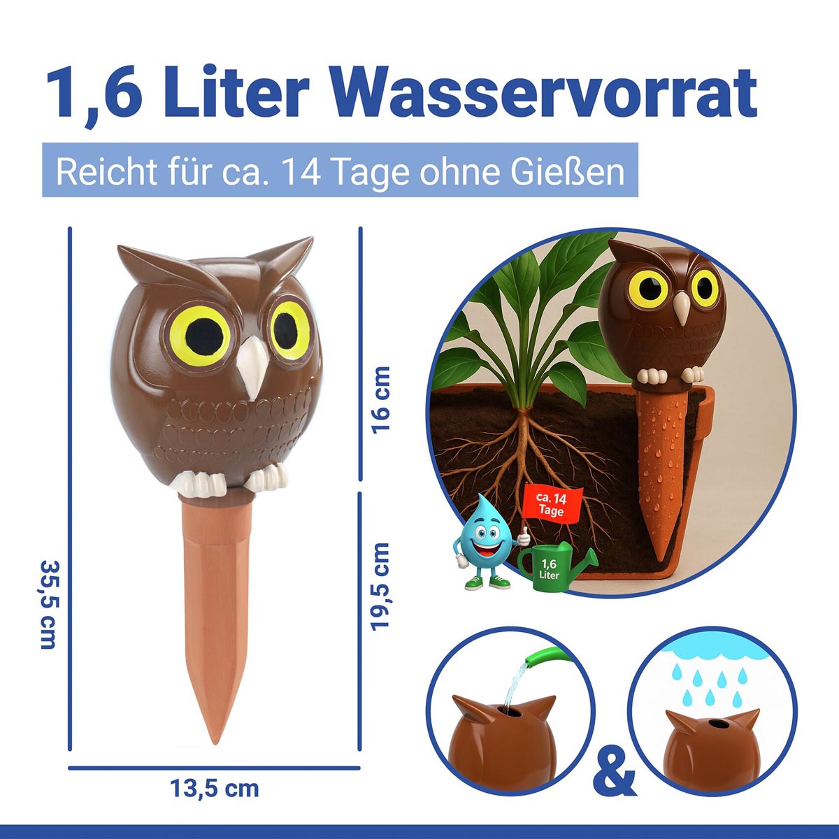 WENKO Zavlažovací hrot Sova, 1,6 l