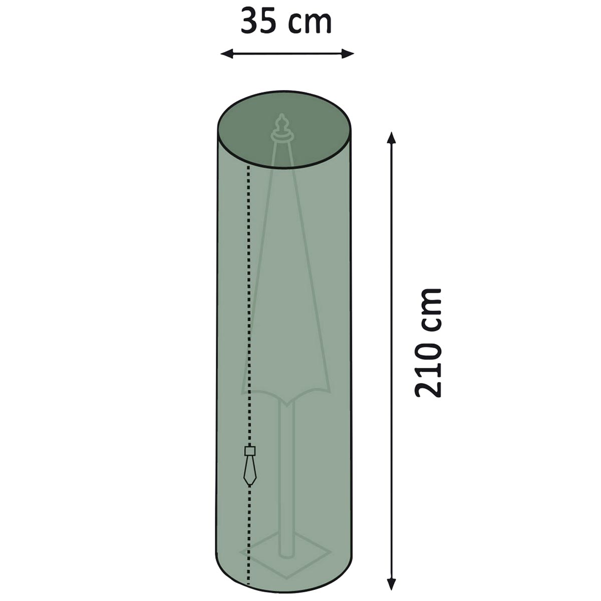 Videx Garden Ochranný obal na slunečník, zelený, 210 x 50 cm