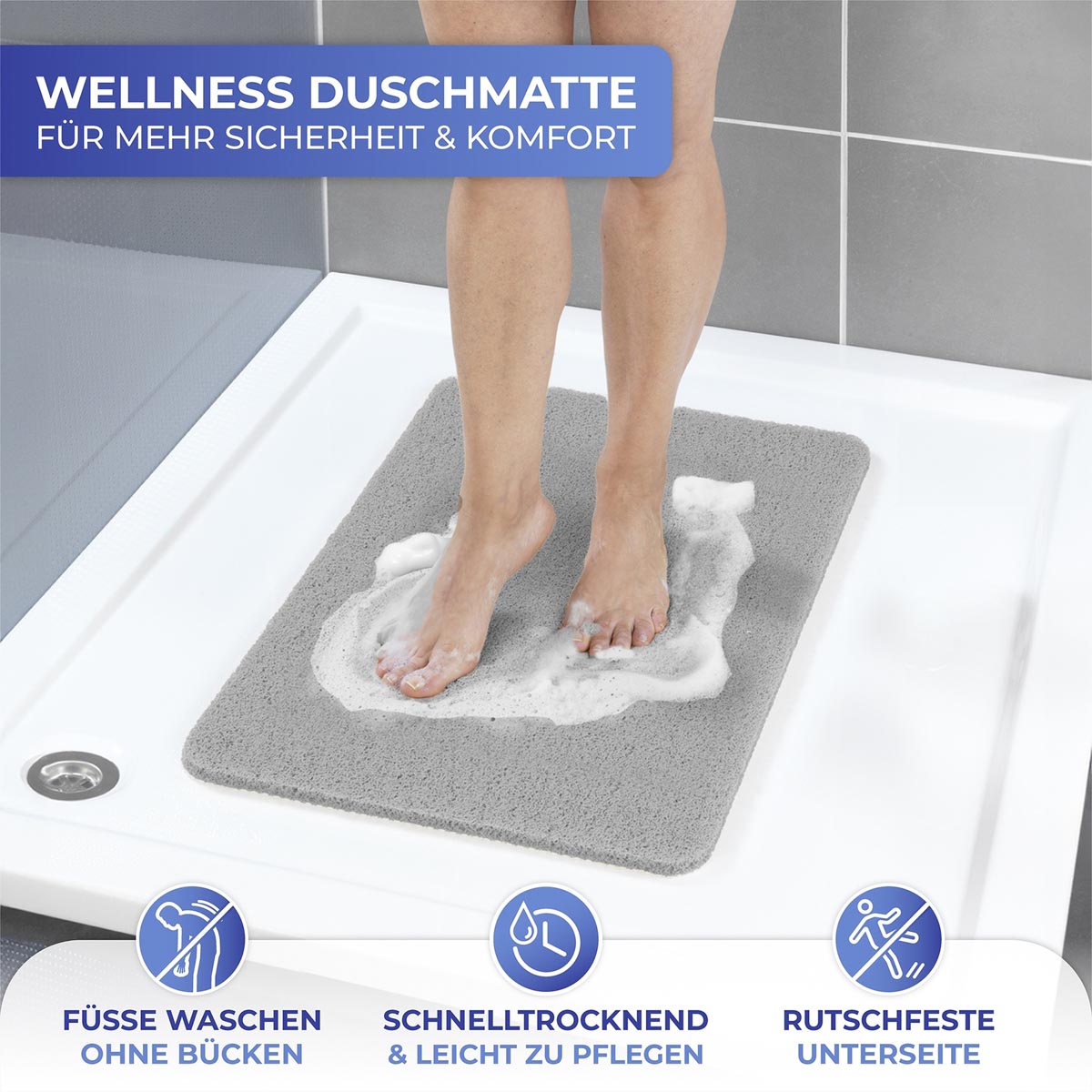 WENKO Wellness podložka do sprchy, šedá