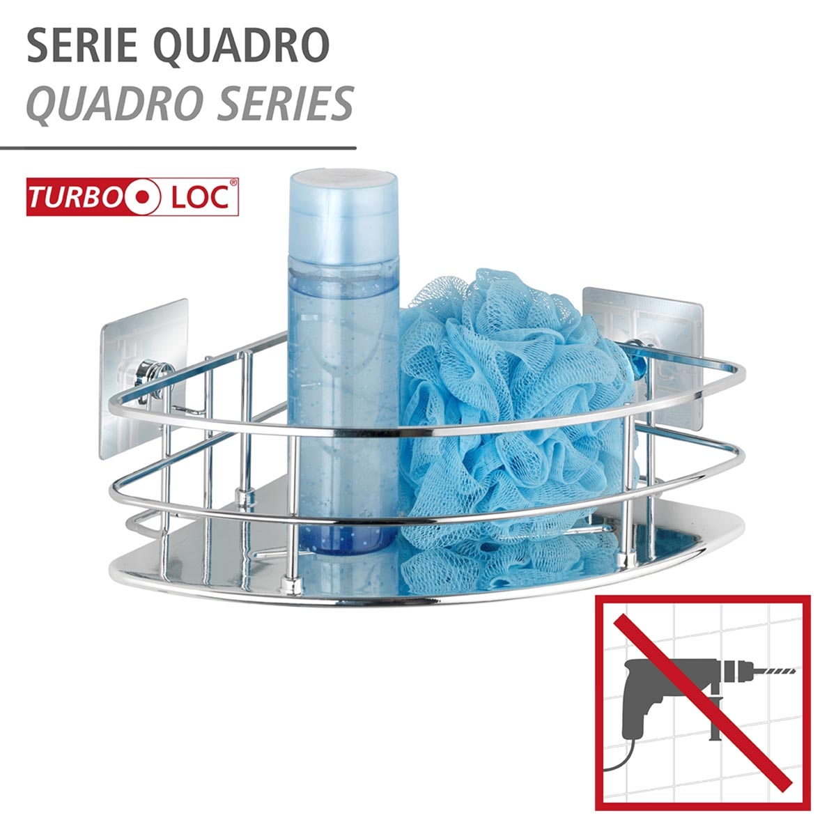 WENKO Turbo-Loc® Rohová koupelnová polička Quadro