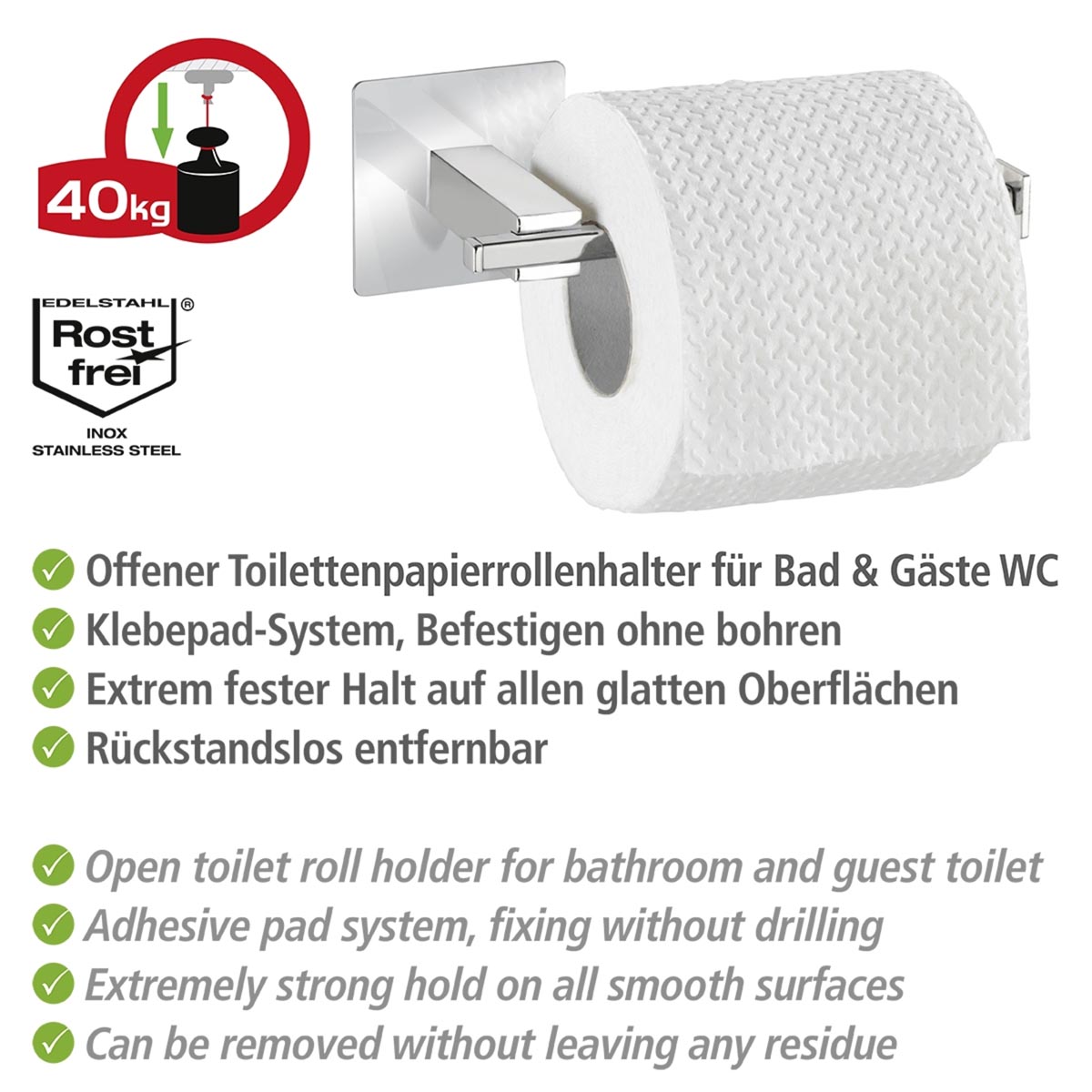 WENKO Turbo-Loc® Držák toaletního papíru bez krytu Quadro