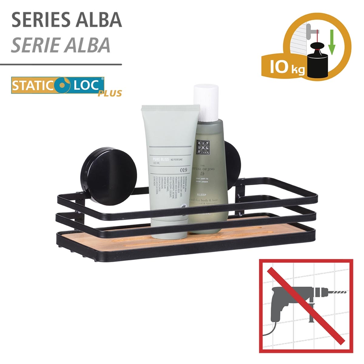 WENKO Static-Loc® Nástěnná polička do koupelny Alba