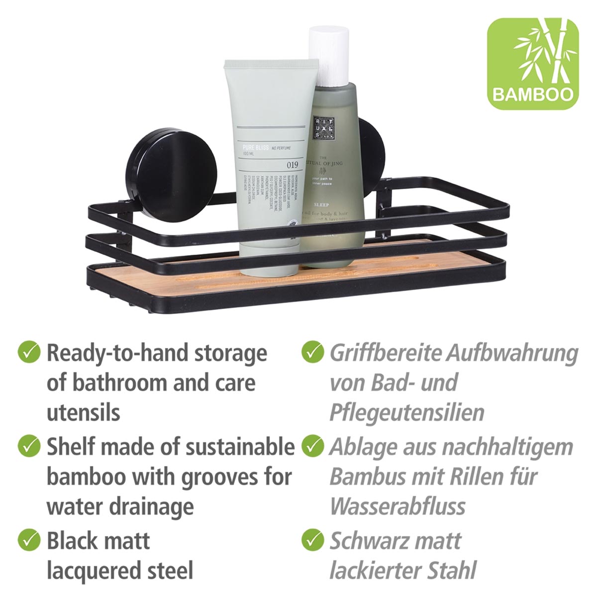 WENKO Static-Loc® Nástěnná polička do koupelny Alba