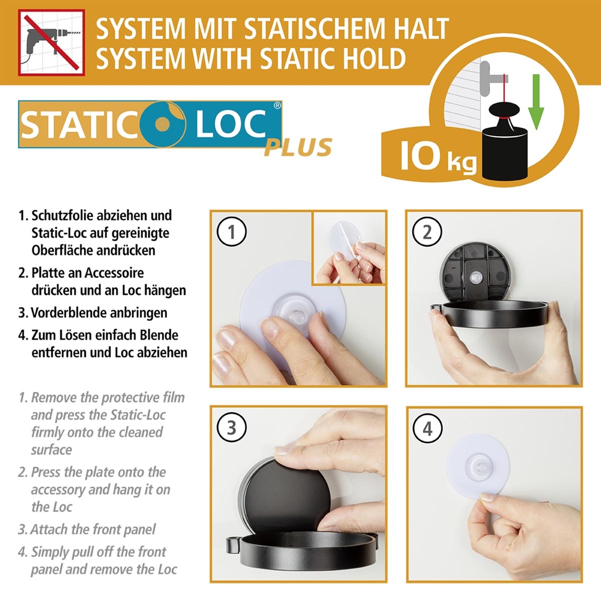 WENKO Static-Loc® Nástěnná polička do koupelny Alba