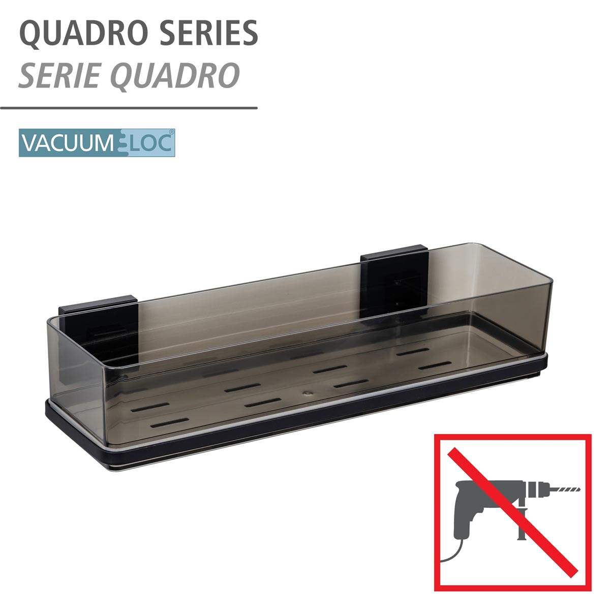 WENKO Vacuum-Loc® maxi koupelnová polička Quadro, černá