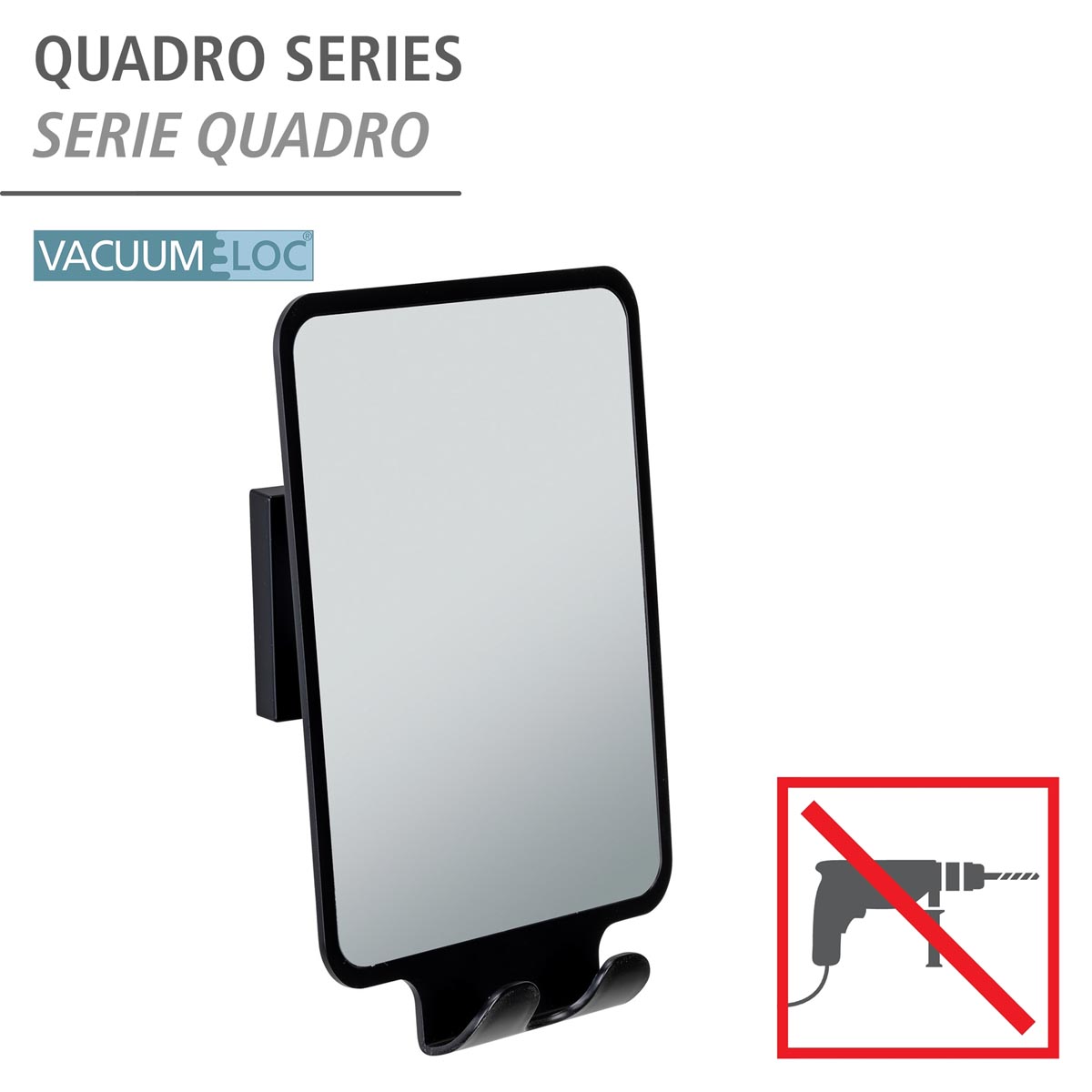 WENKO Vacuum-Loc® Kosmetické zrcadlo Quadro, černé