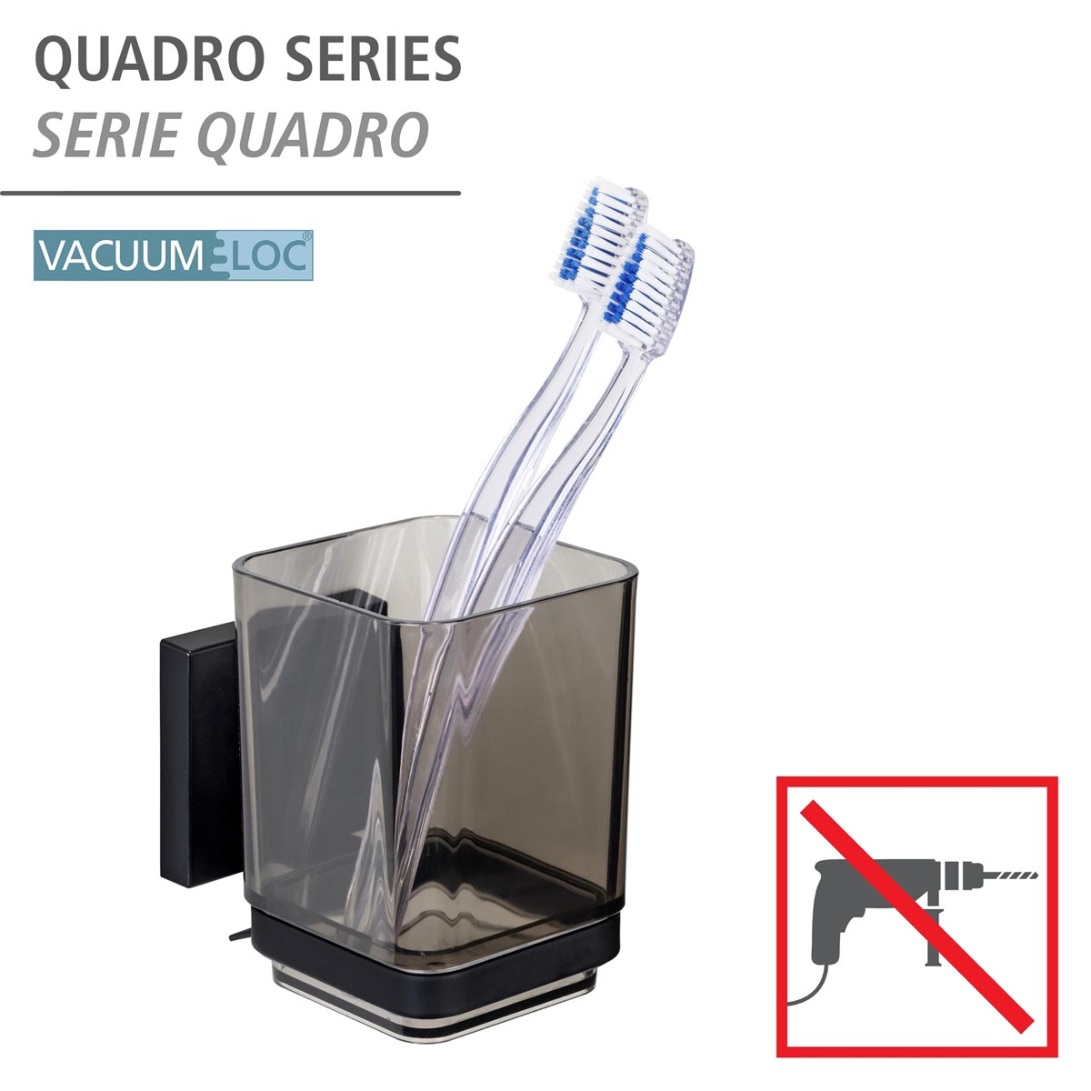 WENKO Vacuum-Loc® Kelímek na zubní kartáčky Quadro, černý