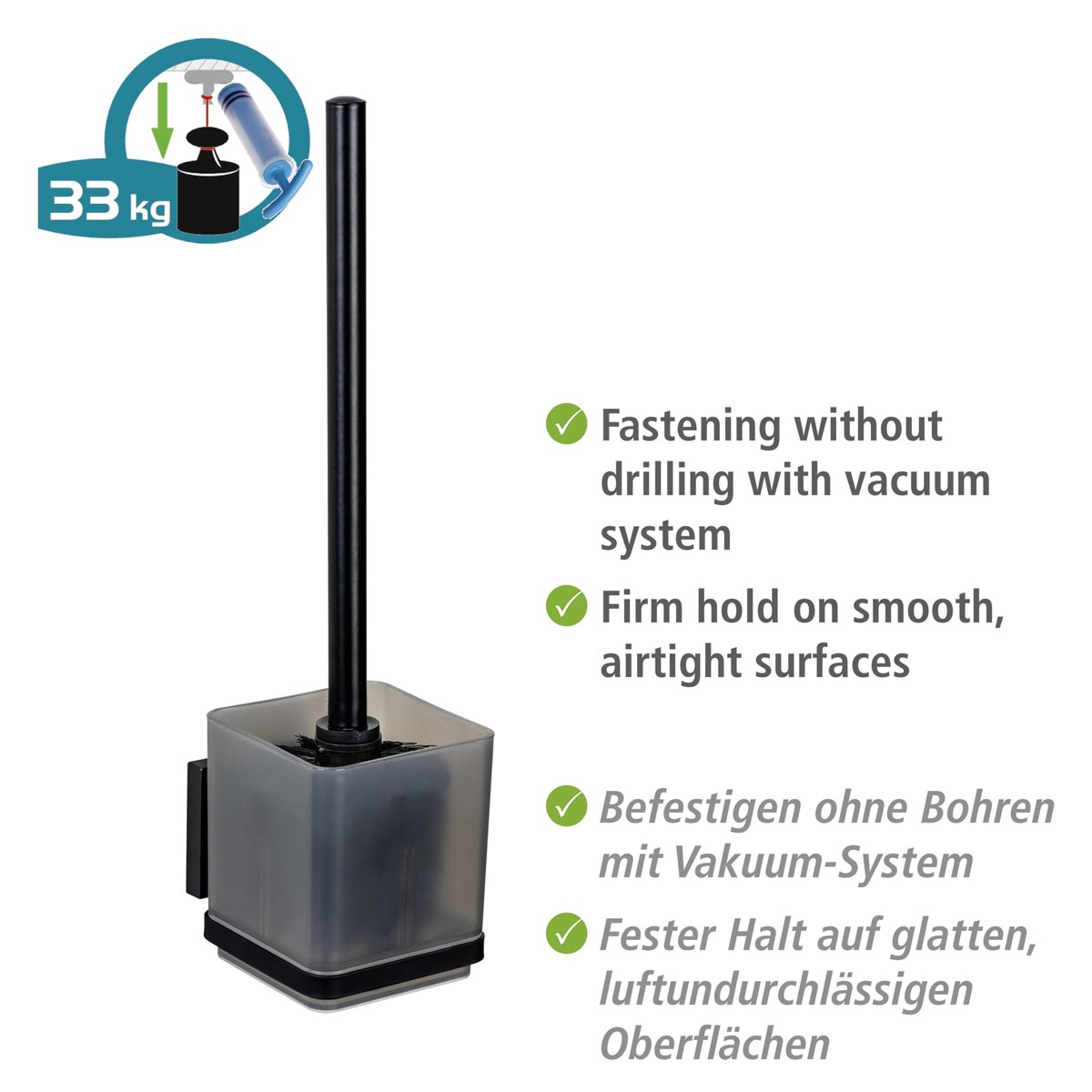 WENKO Vacuum-Loc® WC štětka Quadro, černá