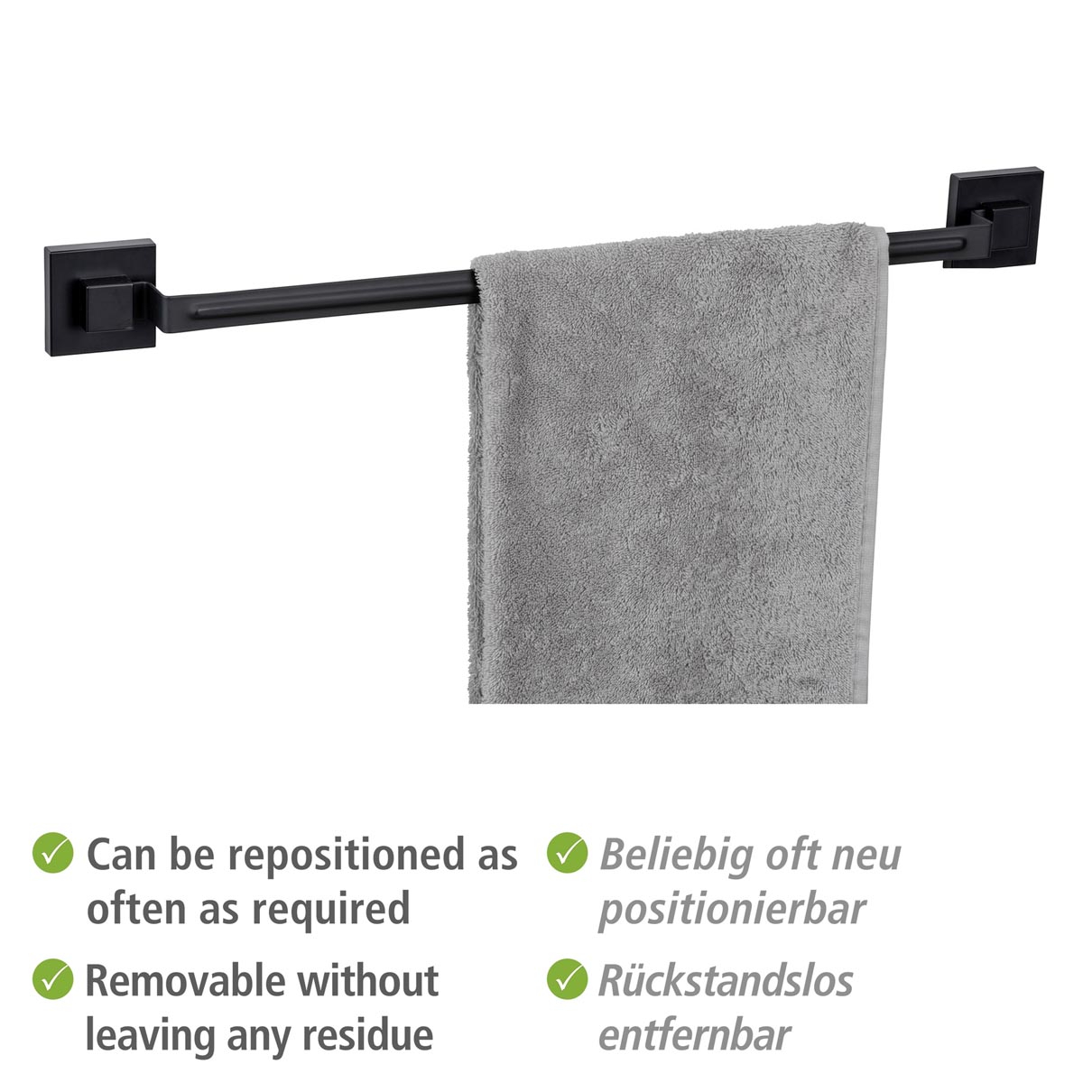 WENKO Vacuum-Loc® Držák na ručníky Quadro, černá