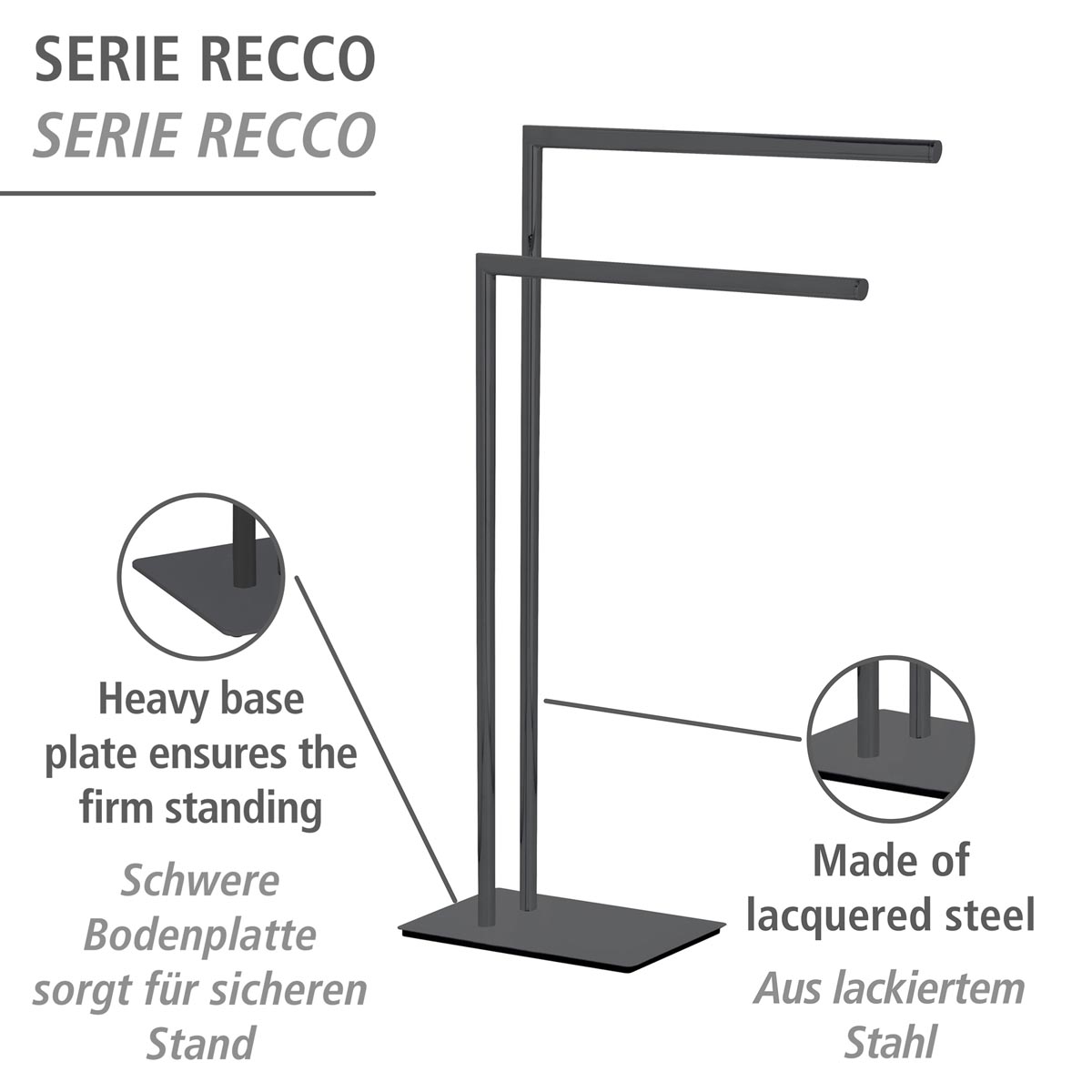WENKO Stojan na ručníky Recco, černý
