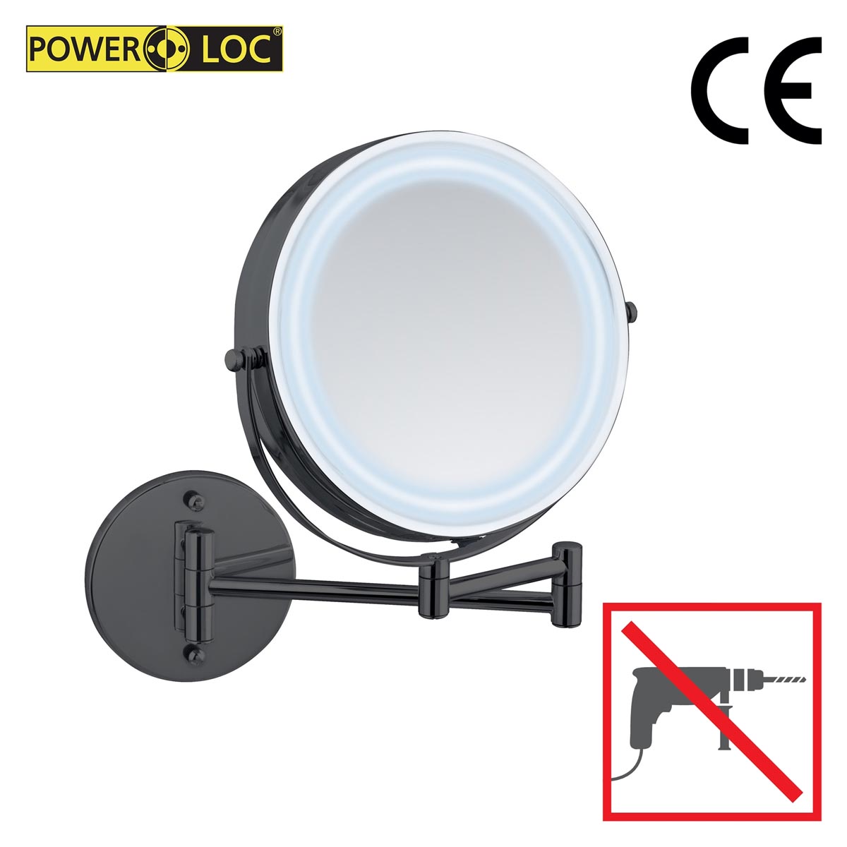 WENKO Power-Loc® LED Kosmetické zrcadlo Lumi, černé