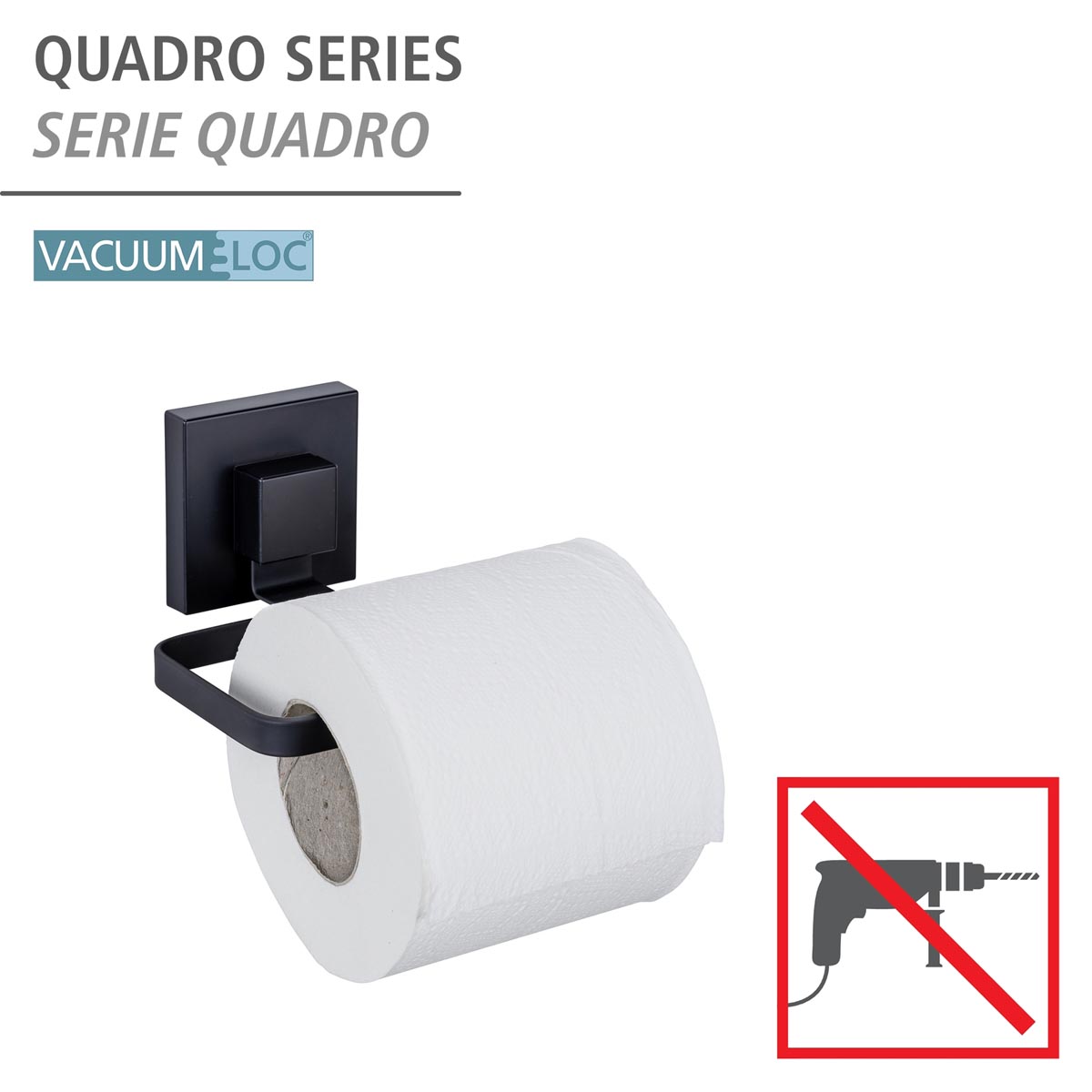 WENKO Vacuum-Loc® Držák toaletního papíru Quadro, černý